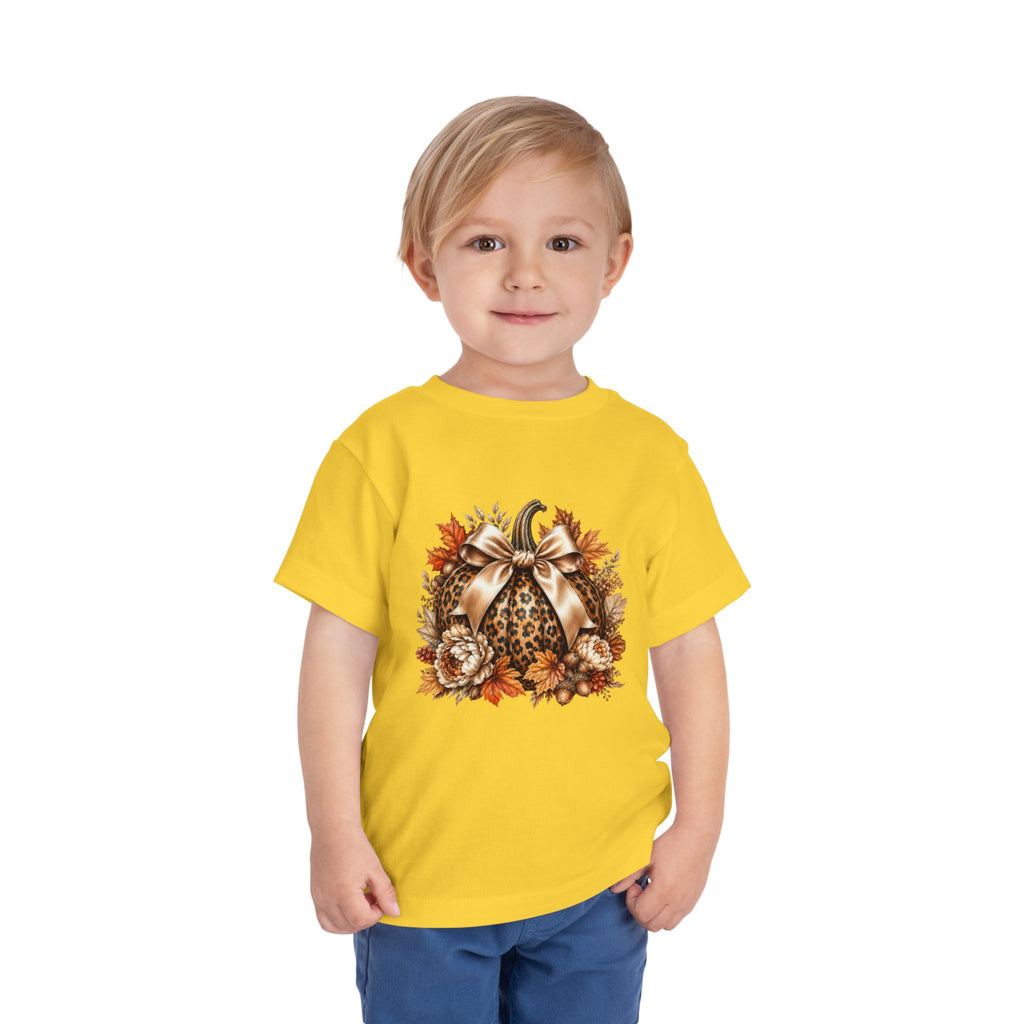 Toddler Tee — Leopard Pumpkin Fall Floral Design