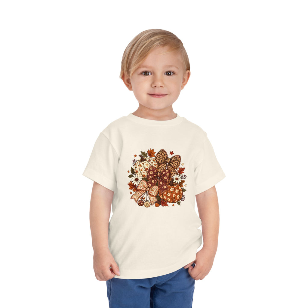 Toddler Tee — Autumn Leopard Floral Pumpkins Fall Bouquet