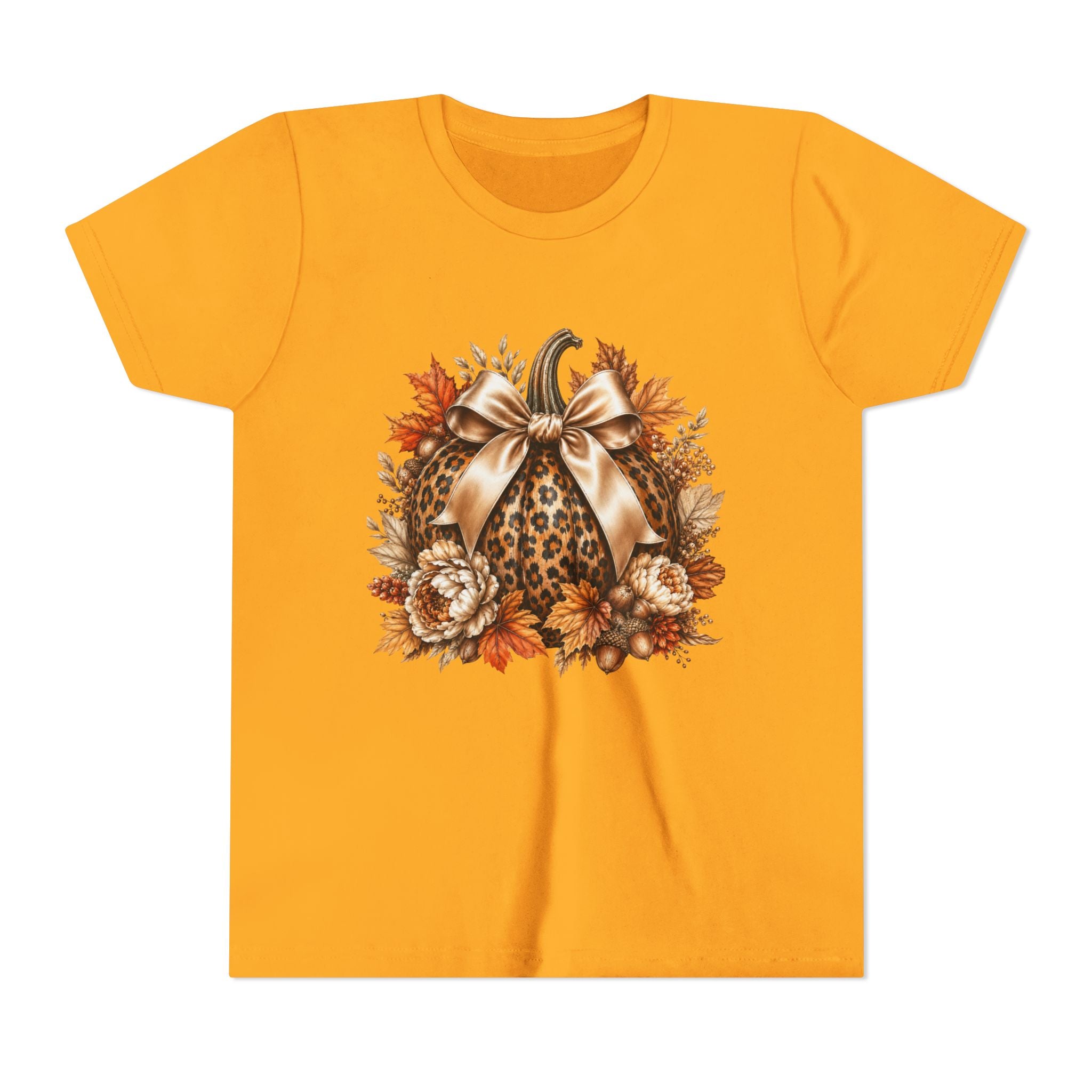 Youth Tee — Leopard Pumpkin Fall Graphic Shirt