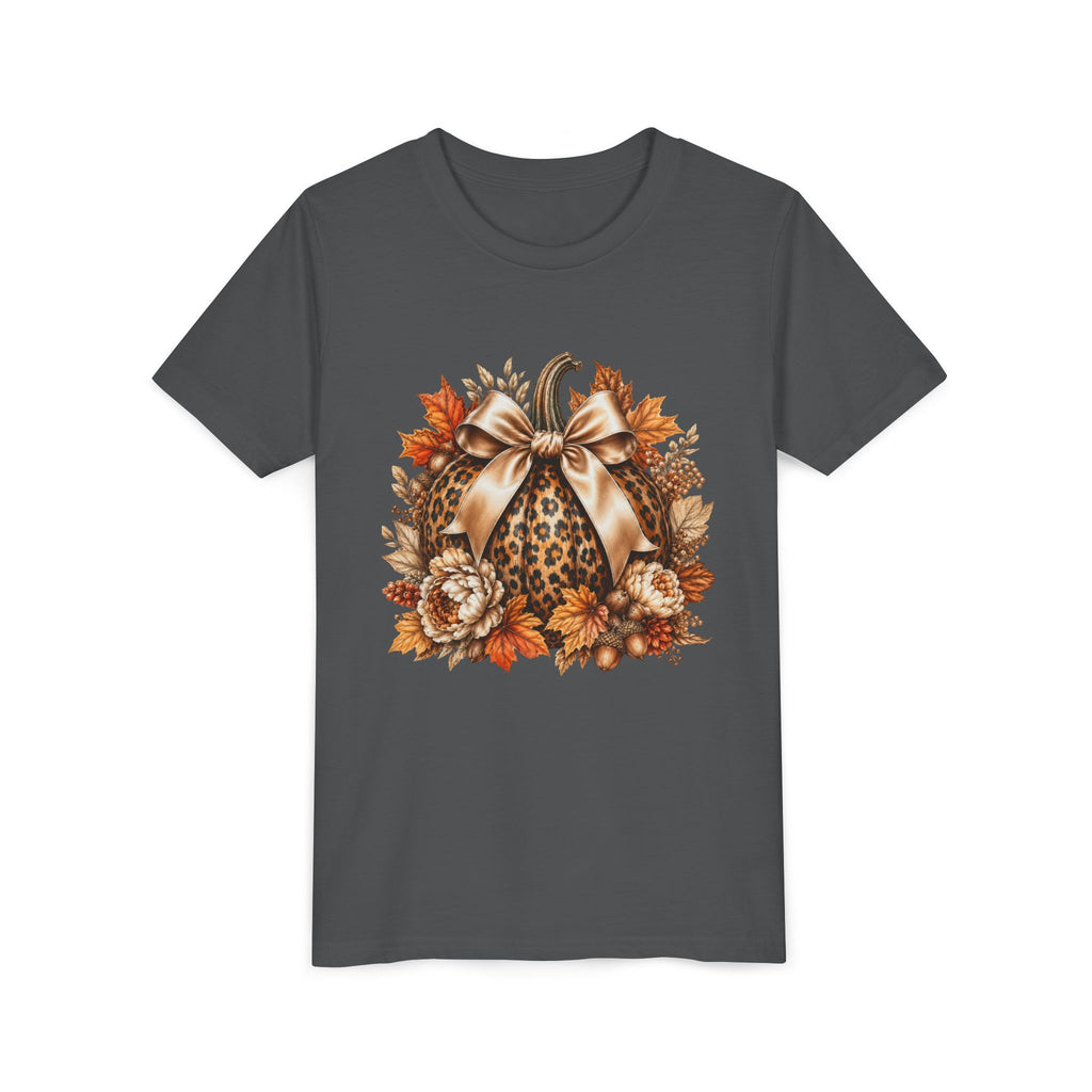 Youth Tee — Leopard Pumpkin Fall Graphic Shirt