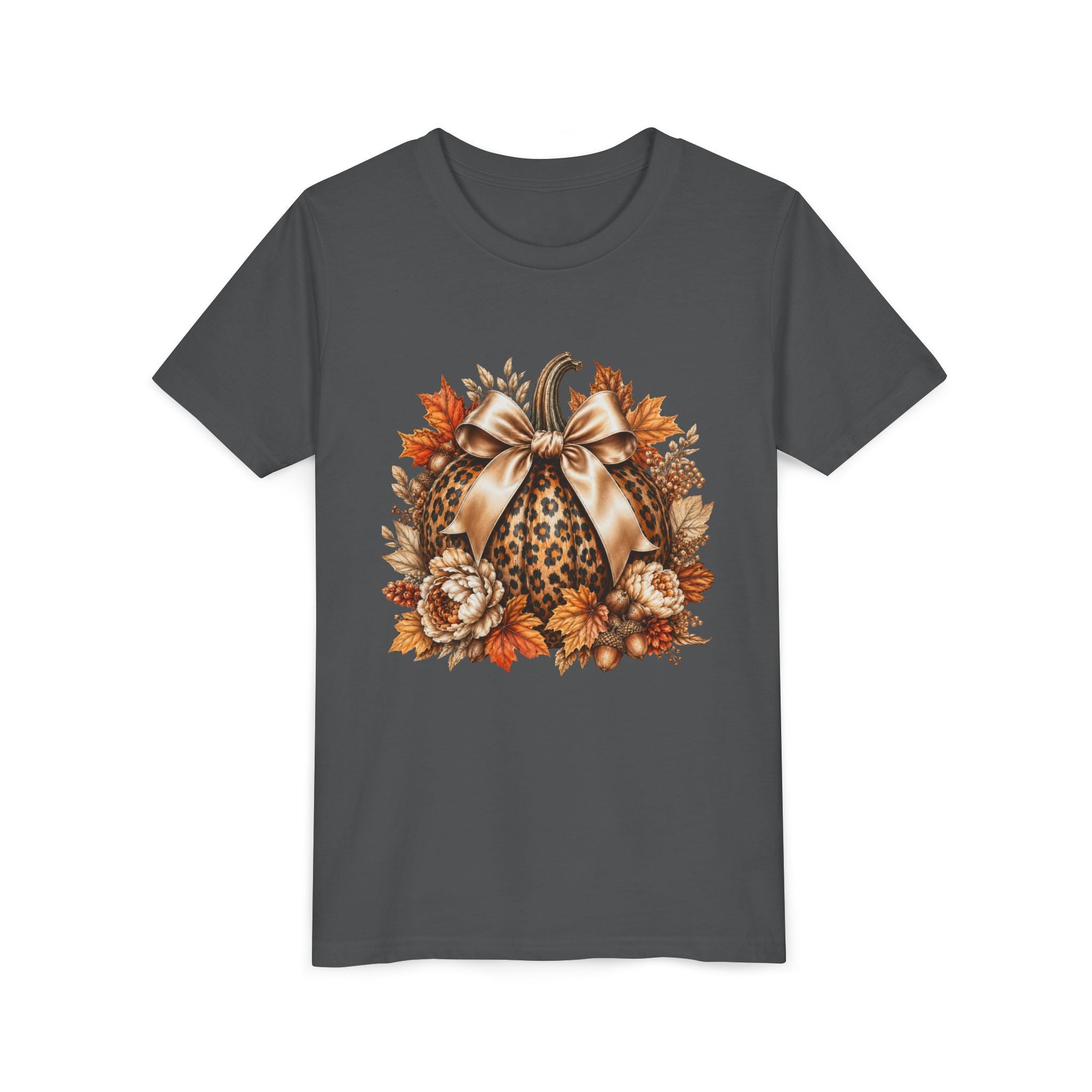 Youth Tee — Leopard Pumpkin Fall Graphic Shirt