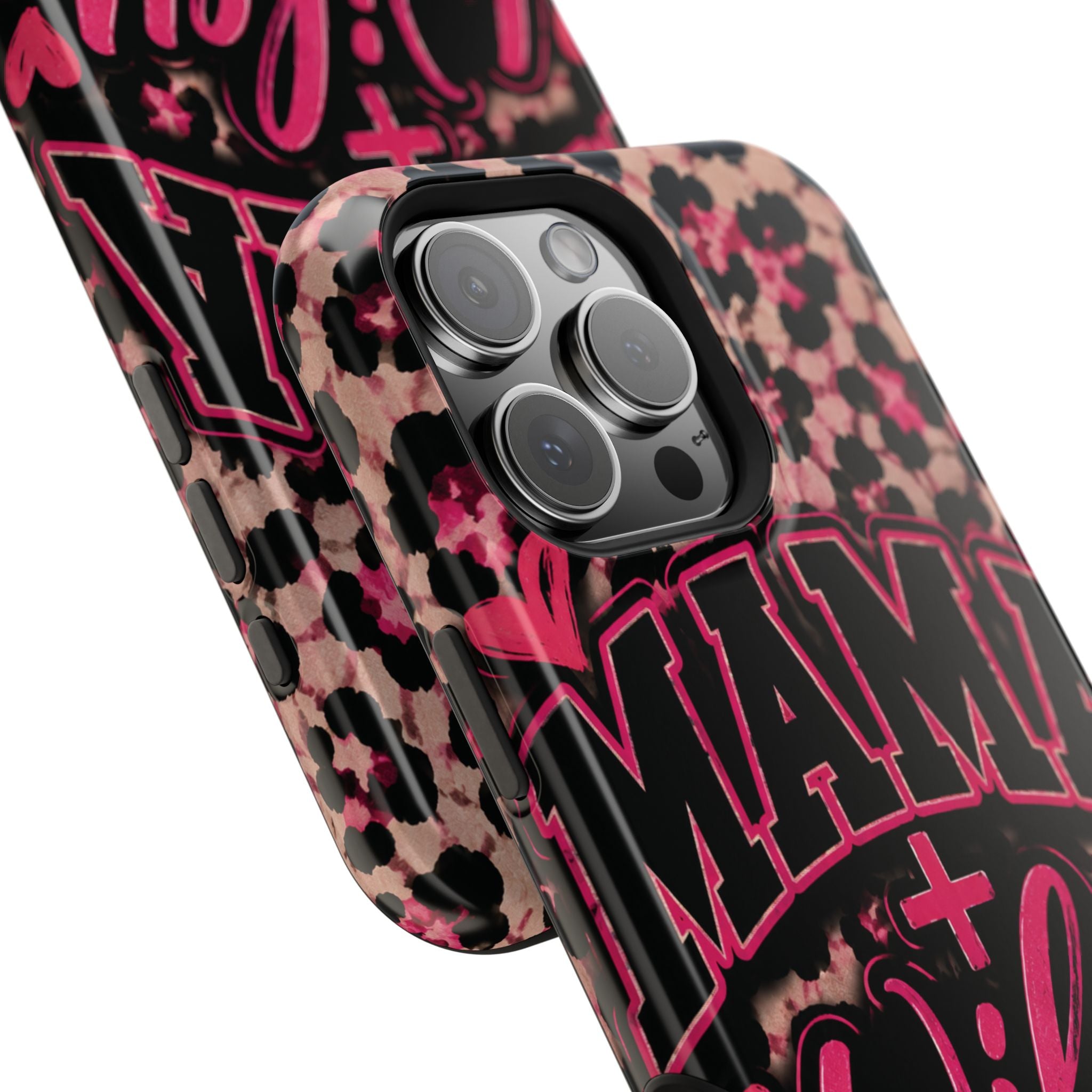 Phone Case — Pink Leopard "Mama Wifey" Magnetic Impact-Resistant Case