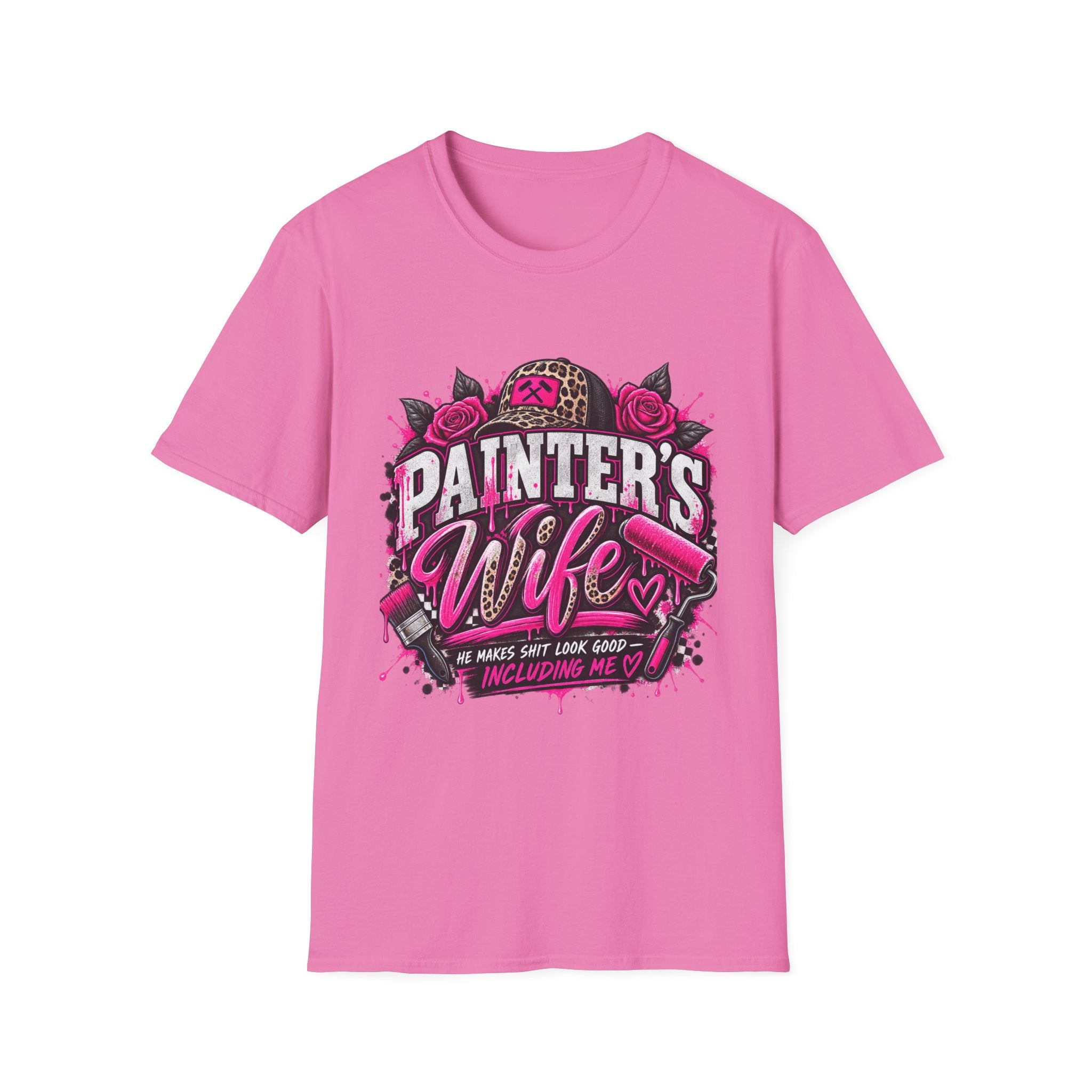 Painter's Wife T-Shirt — Floral Skull & Leopard Print Artist Wife Tee