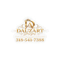 Logo Vinyl Decal — Gold "Dauzart Designs" Kiss-Cut Sticker with Phone Number