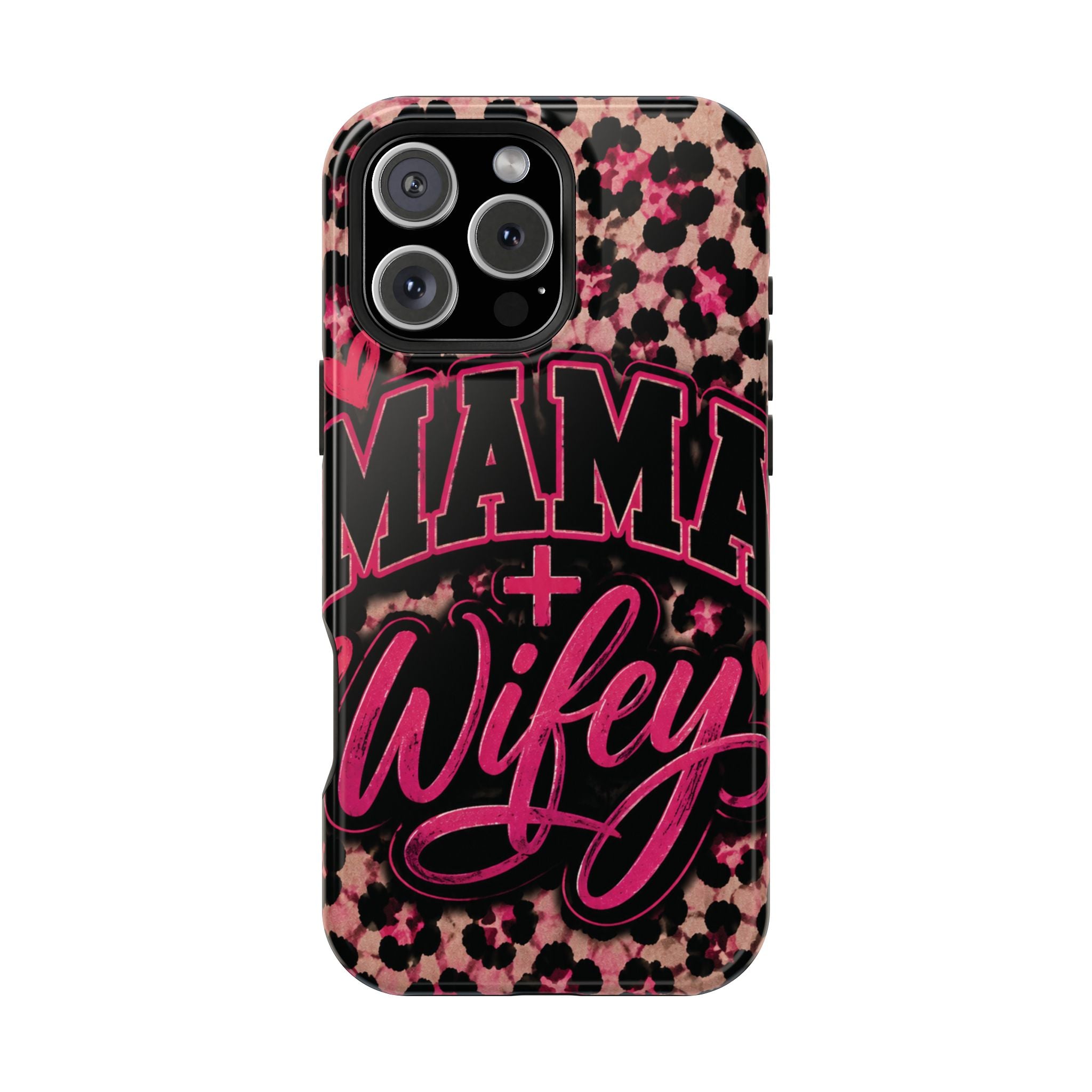 Phone Case — Pink Leopard "Mama Wifey" Magnetic Impact-Resistant Case