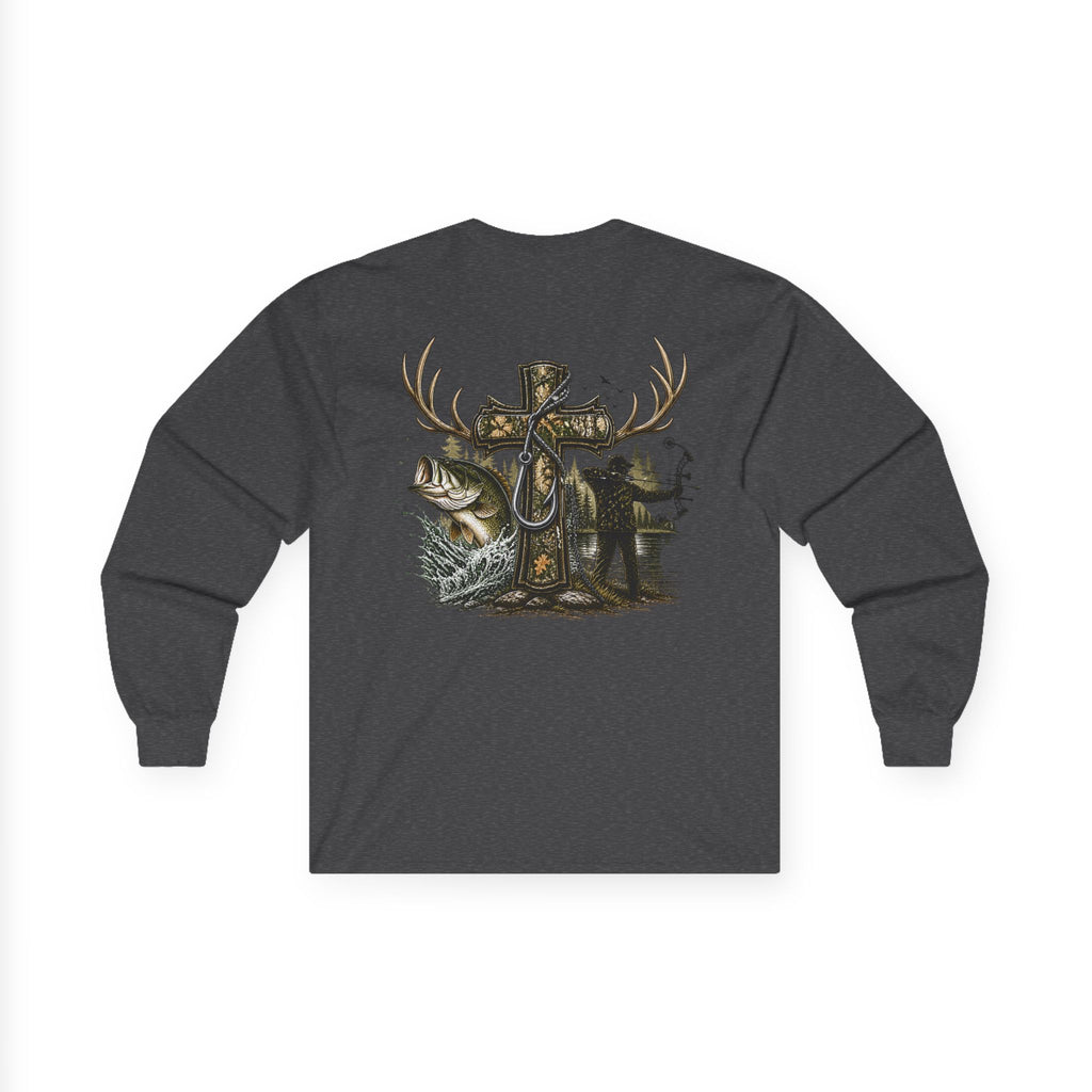 Long Sleeve Tee — Fisherman Cross & Bass Graphic