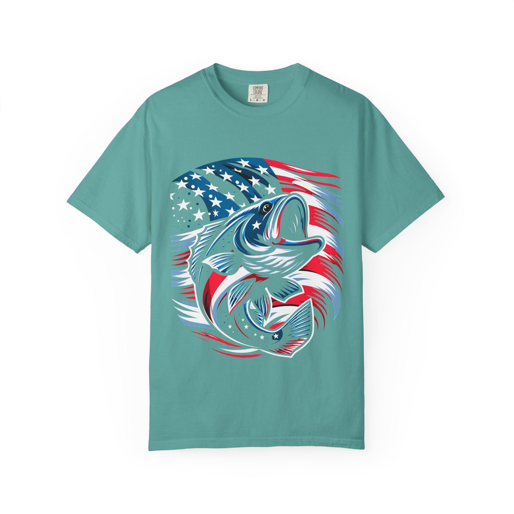 American Flag Bass T-Shirt — Patriotic Fishing Tee