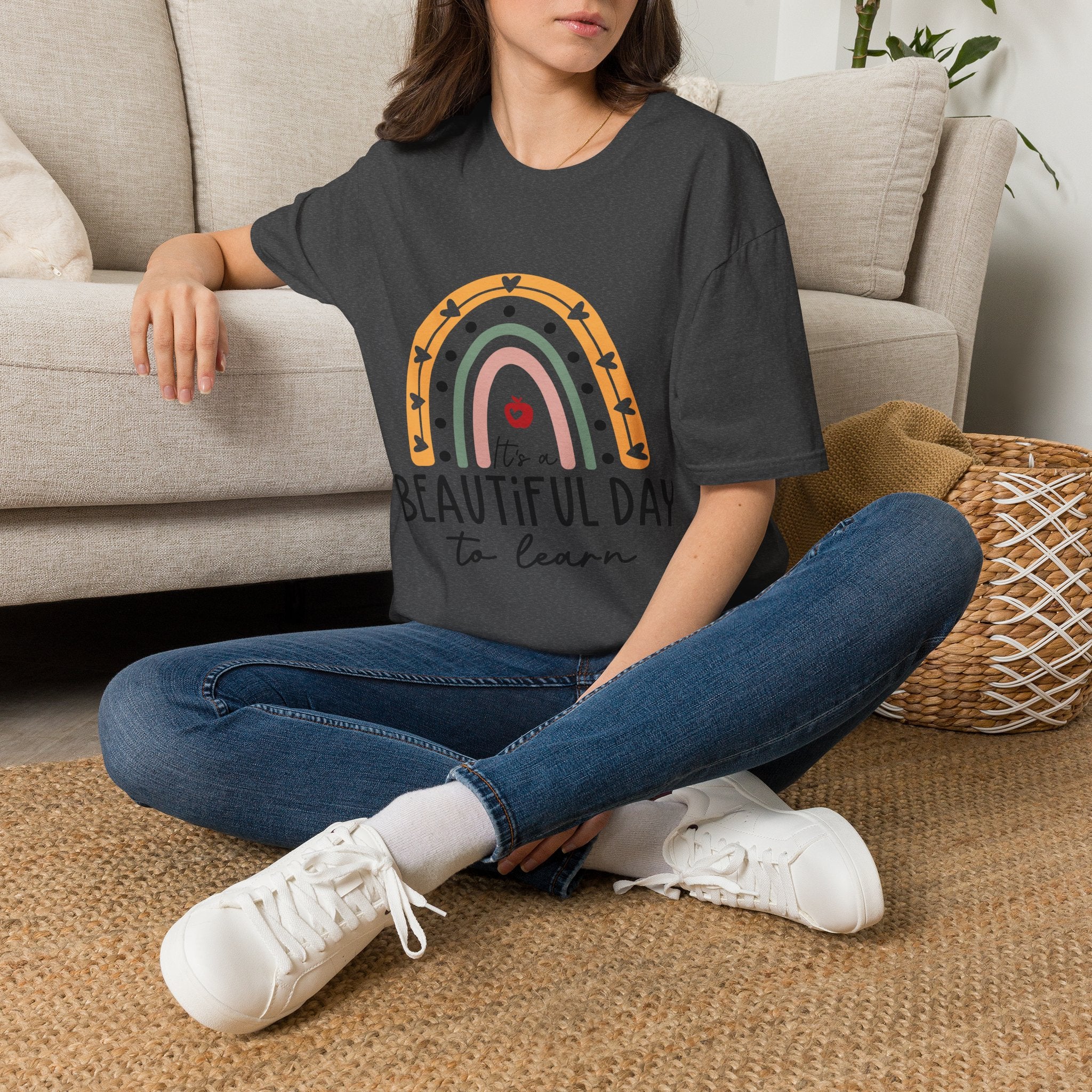 Teacher Rainbow T-Shirt — 'Beautiful Day to Learn' Tee