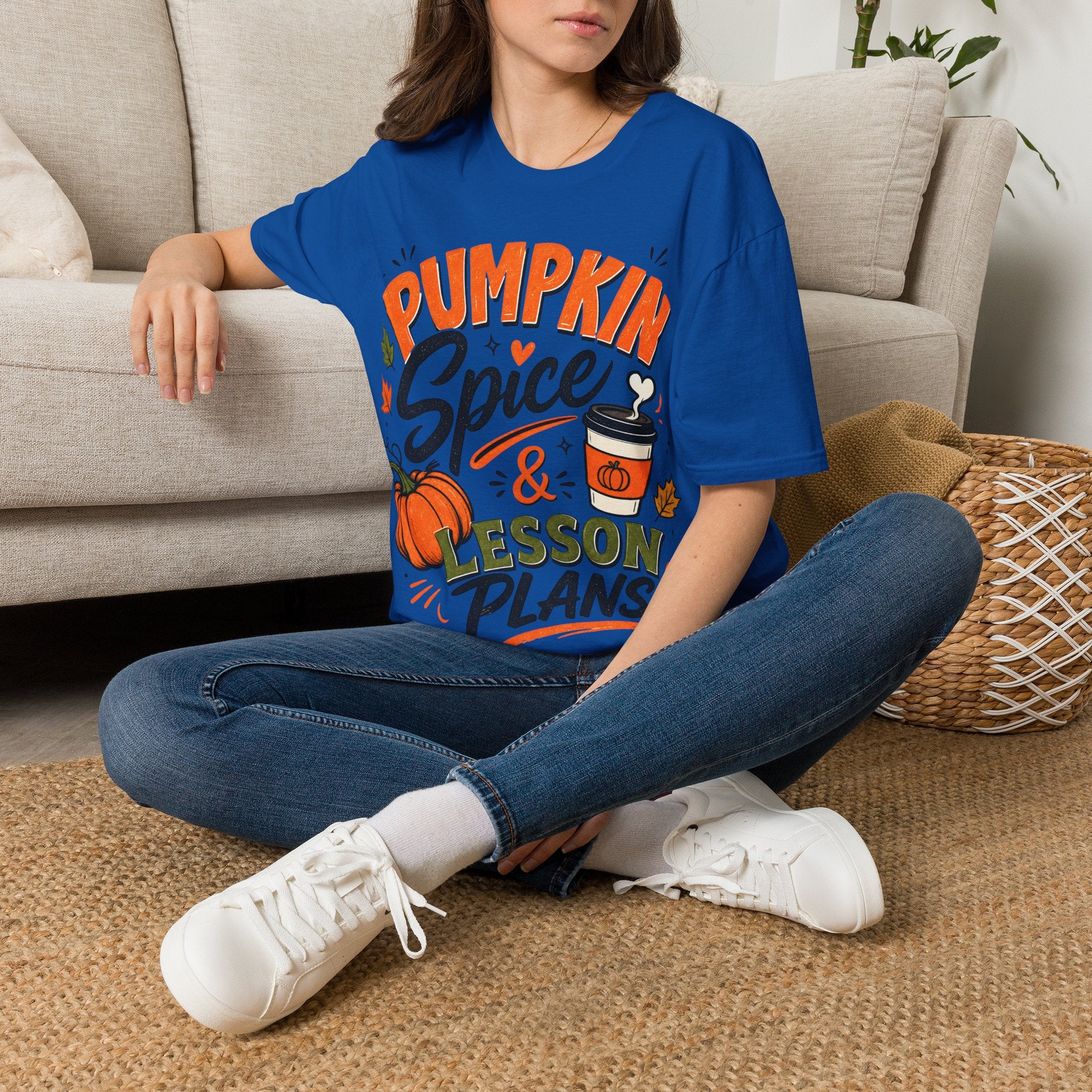 Pumpkin Spice & Lesson Plans T-Shirt — Cozy Fall Teacher Shirt