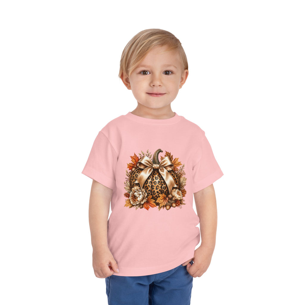 Toddler Tee — Leopard Pumpkin Fall Floral Design