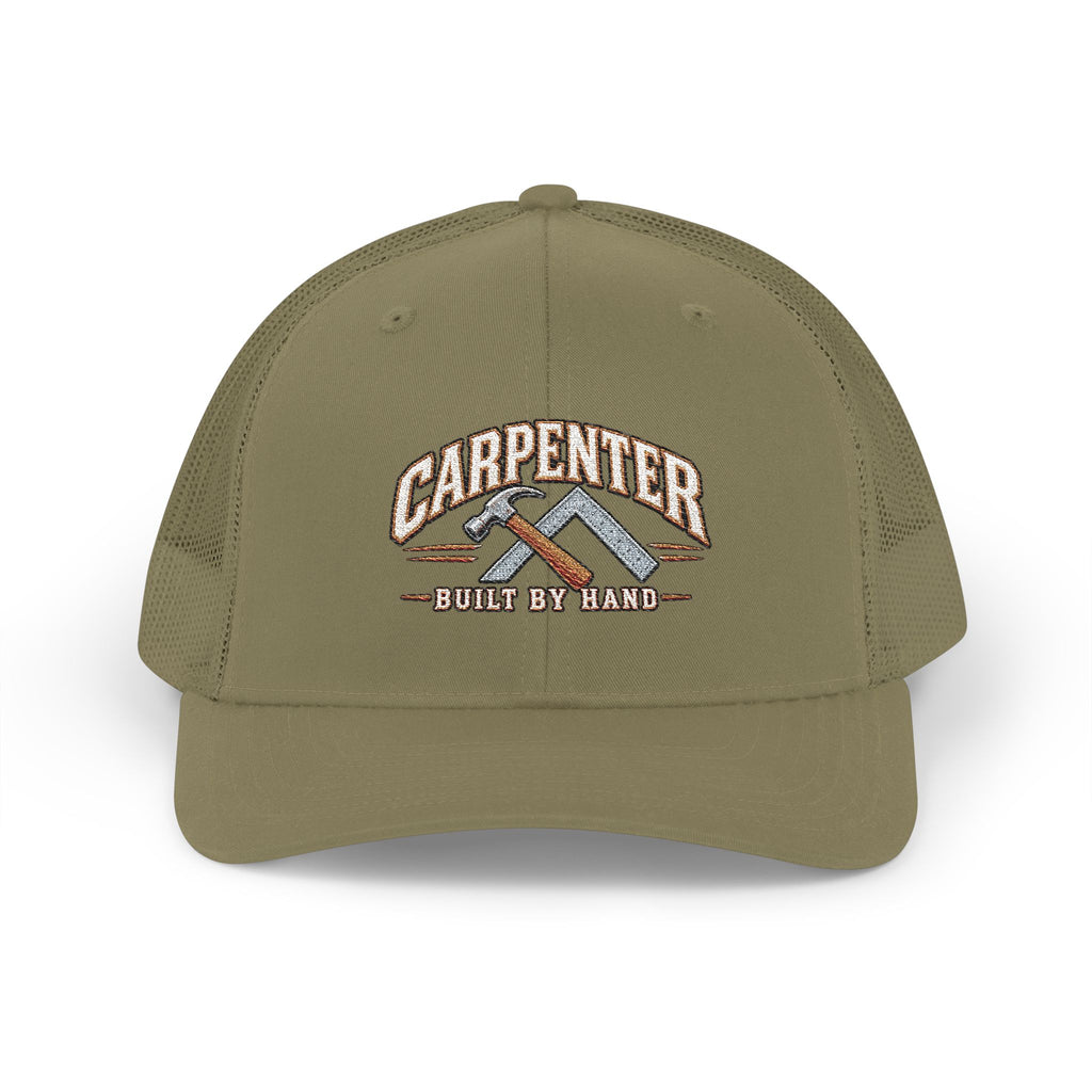 Carpenter Trucker Cap – 'Built By Hand' Embroidered Snapback