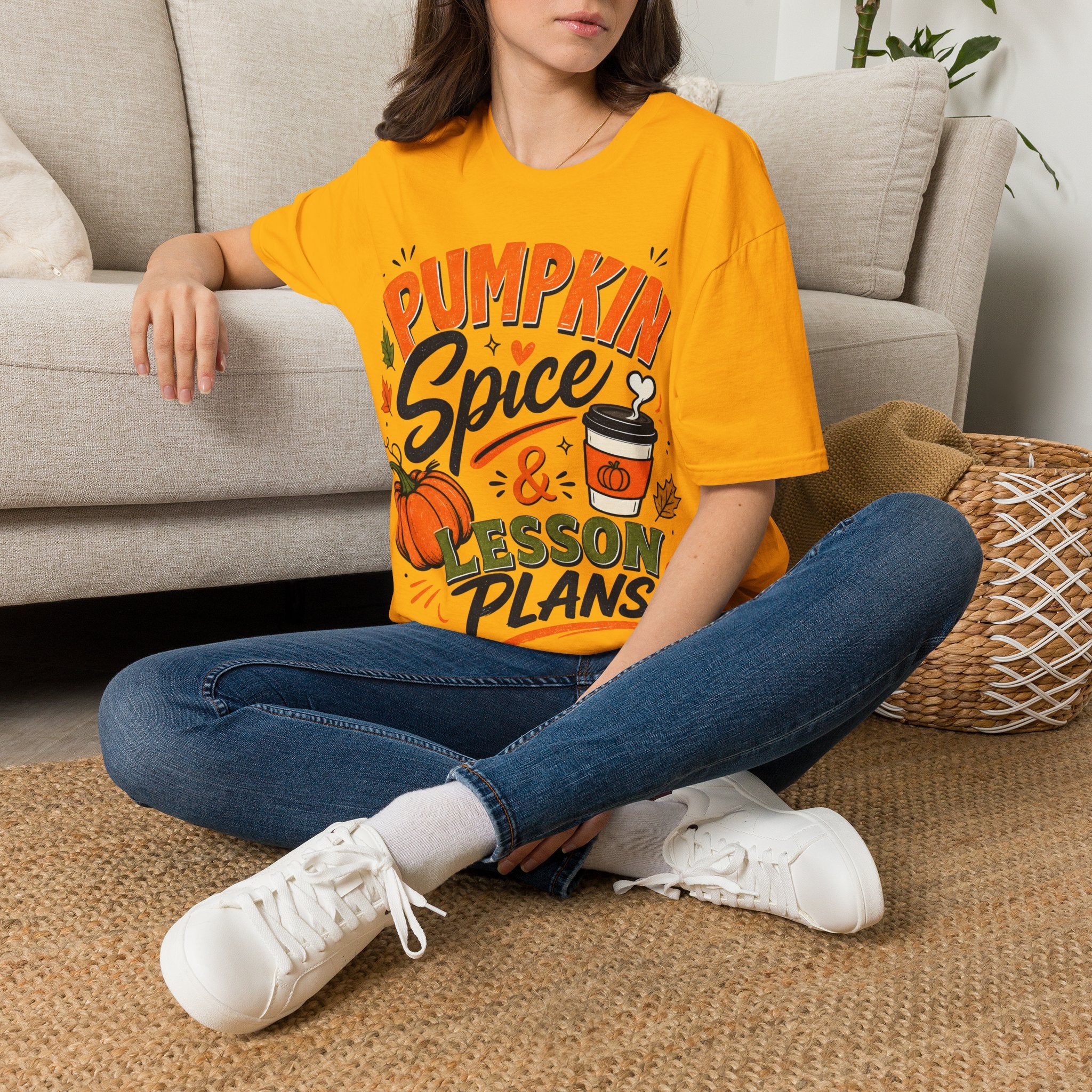 Pumpkin Spice & Lesson Plans T-Shirt — Cozy Fall Teacher Shirt