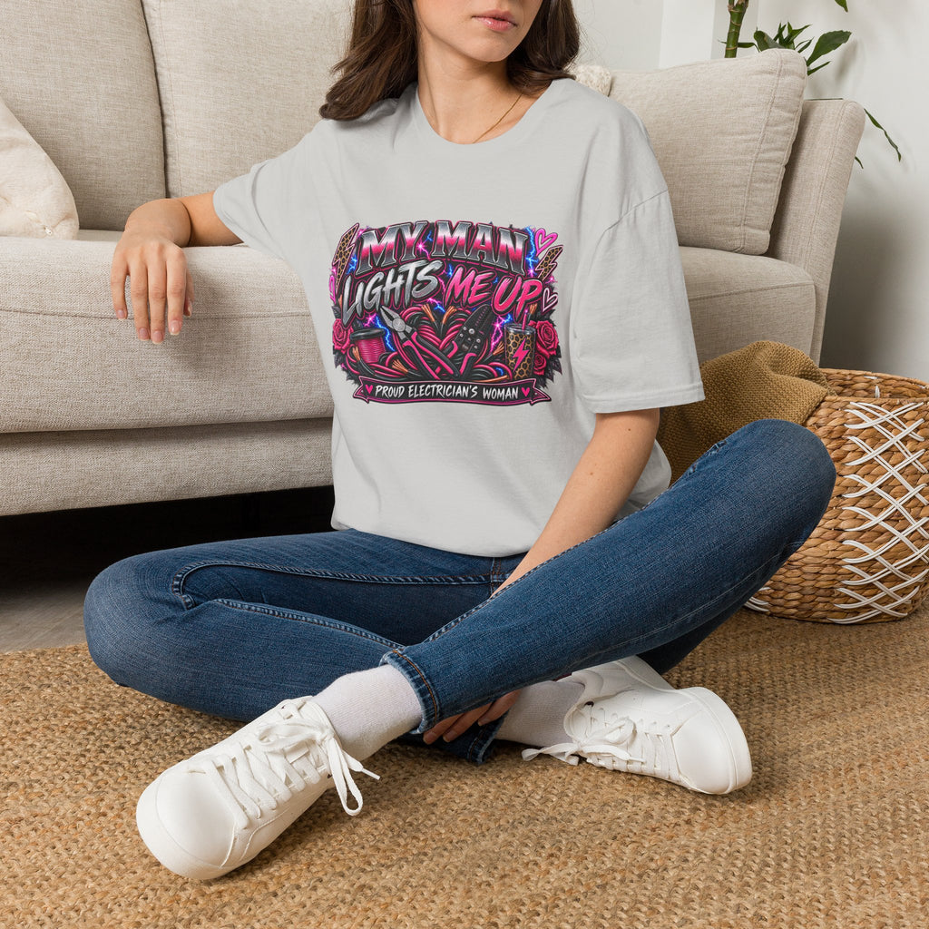 T‑Shirt — "My Man Lights Me Up" Retro Neon Floral Graphic Tee