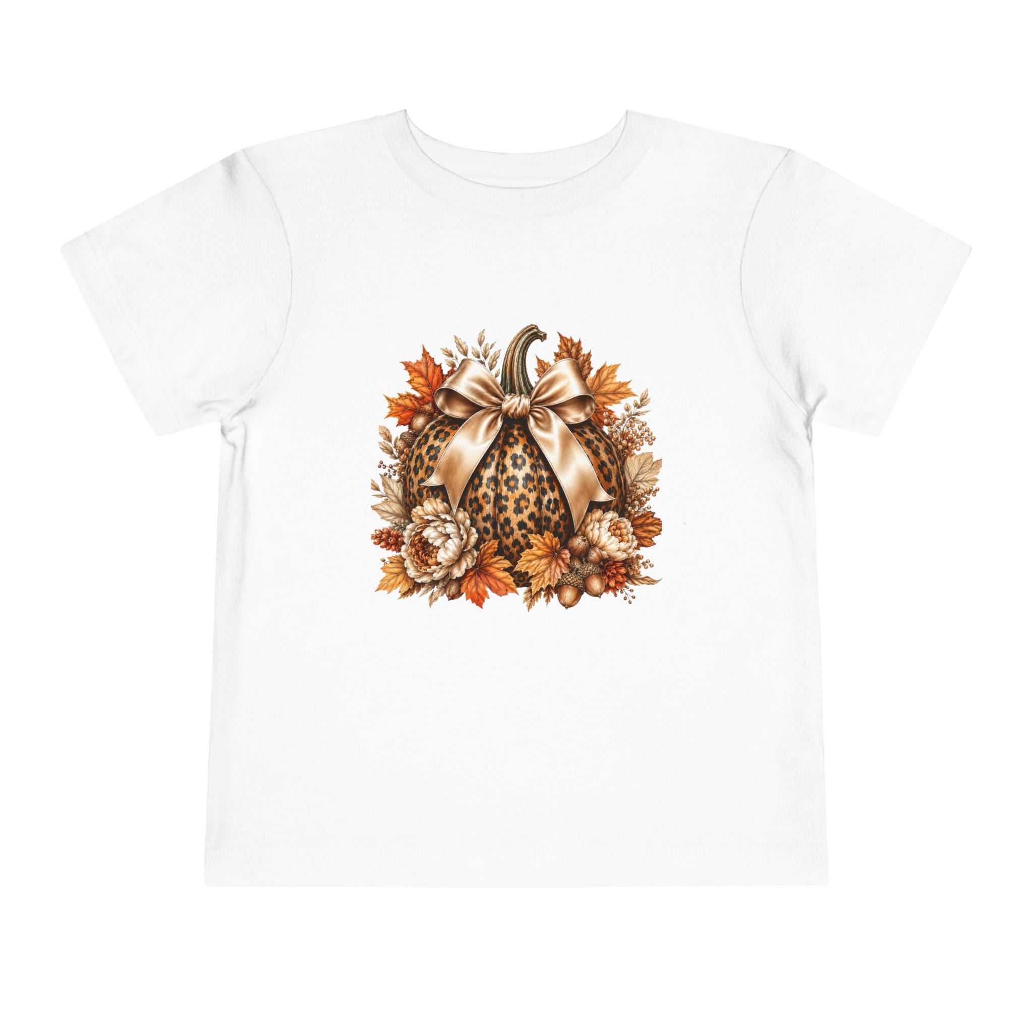 Toddler Tee — Leopard Pumpkin Fall Floral Design