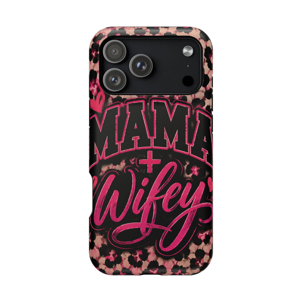 Phone Case — Pink Leopard "Mama Wifey" Magnetic Impact-Resistant Case
