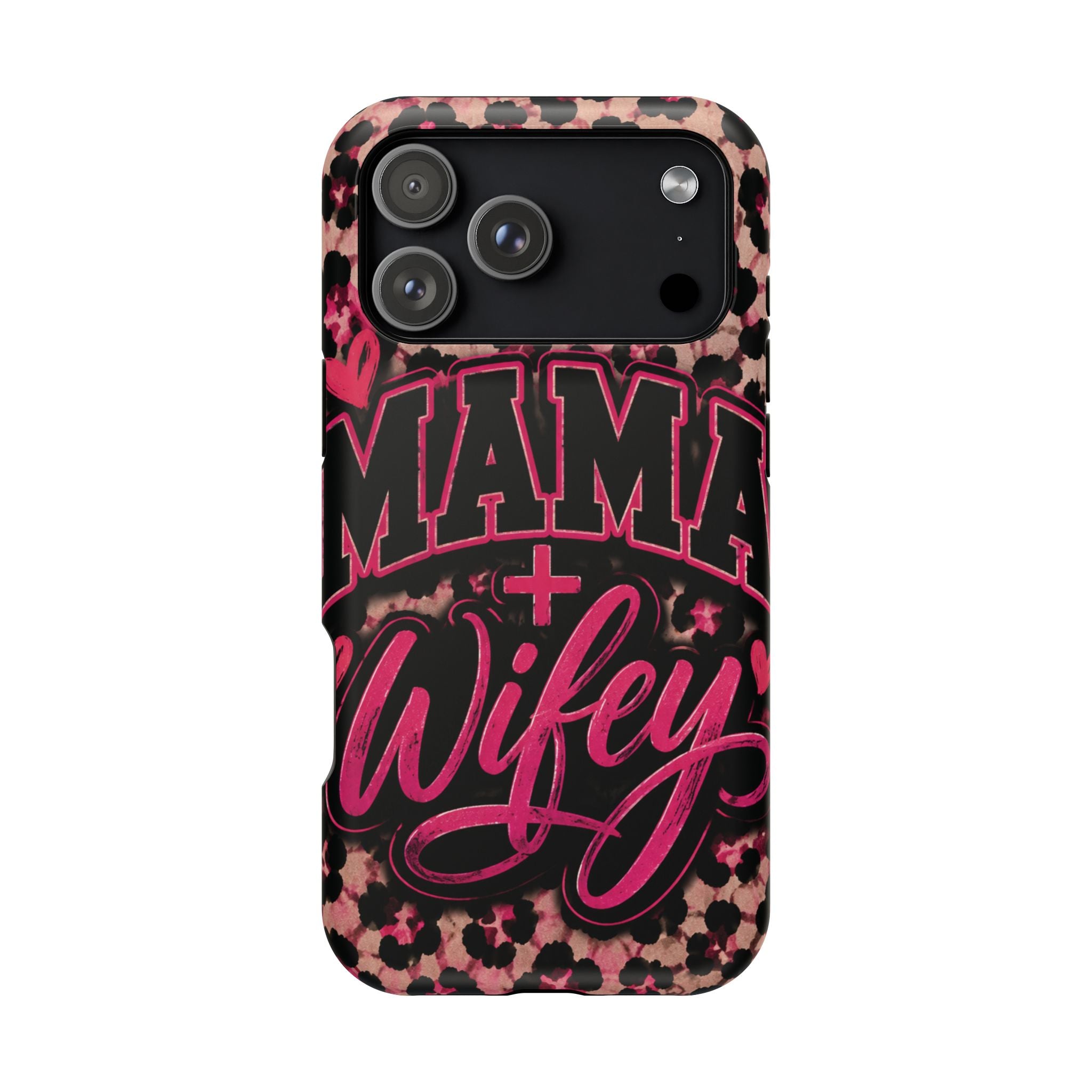 Phone Case — Pink Leopard "Mama Wifey" Magnetic Impact-Resistant Case