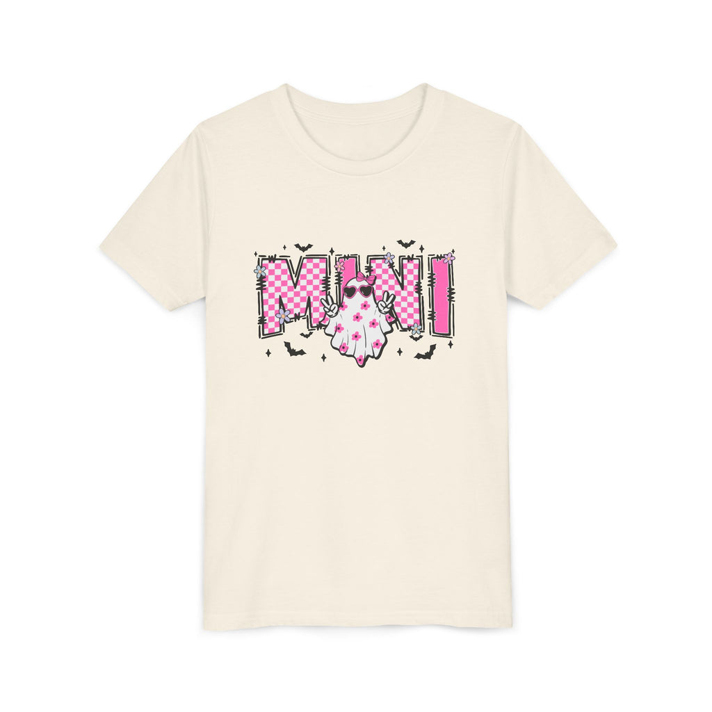 Youth Tee – 'Mimi' Pink Checker Ghost Graphic Kids Shirt