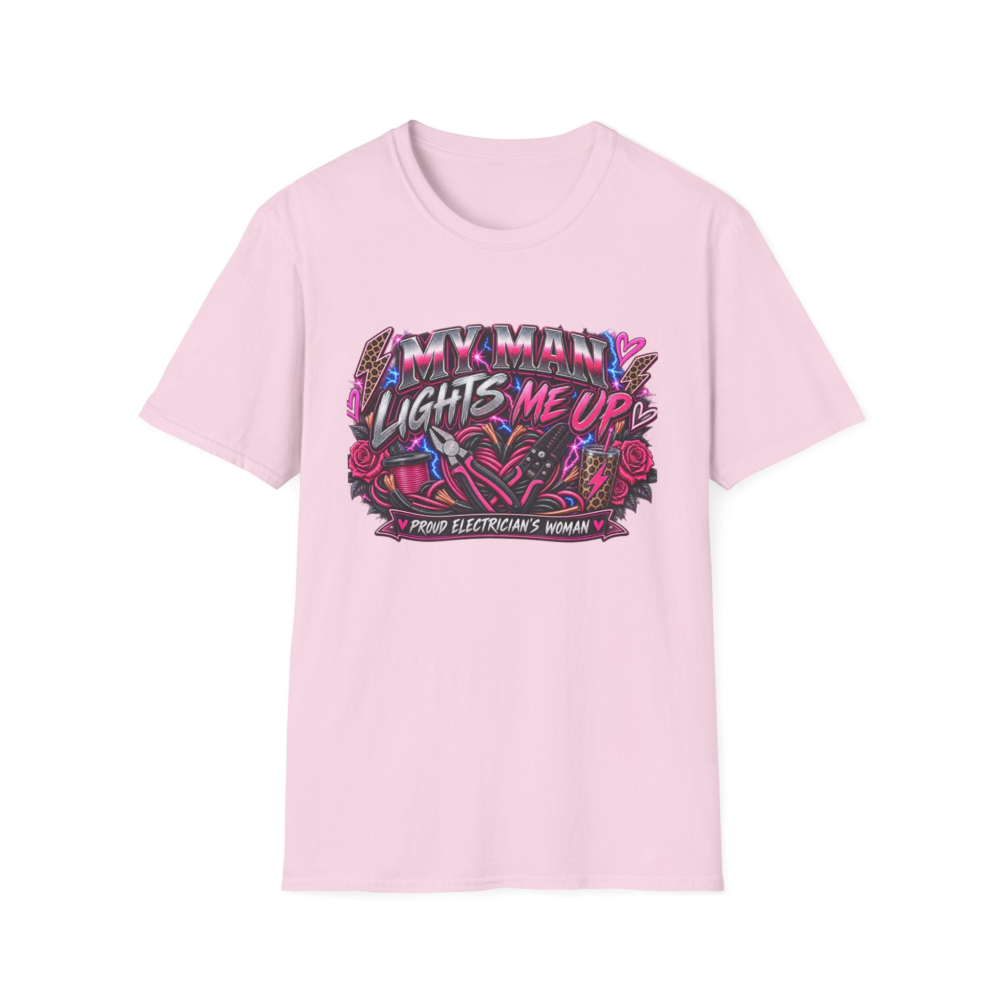 T‑Shirt — "My Man Lights Me Up" Retro Neon Floral Graphic Tee