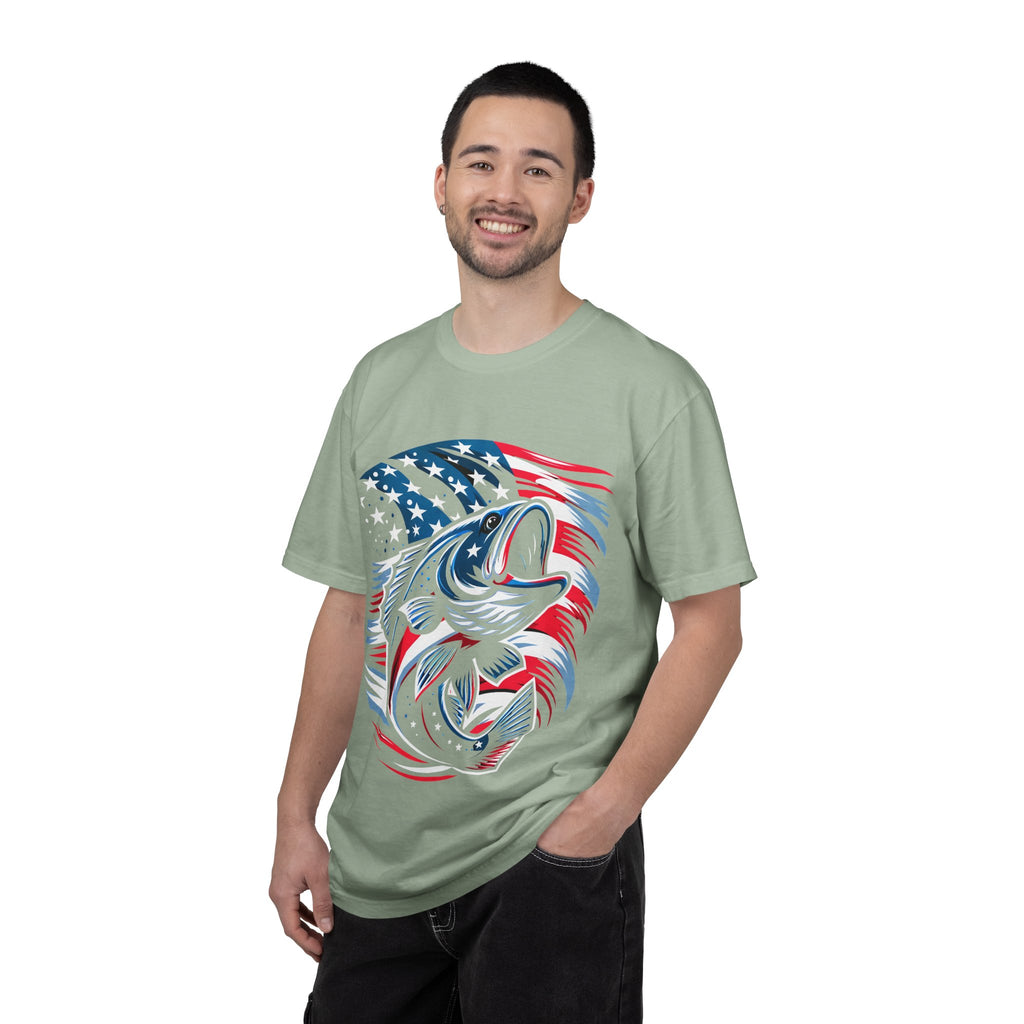 American Flag Bass T-Shirt — Patriotic Fishing Tee