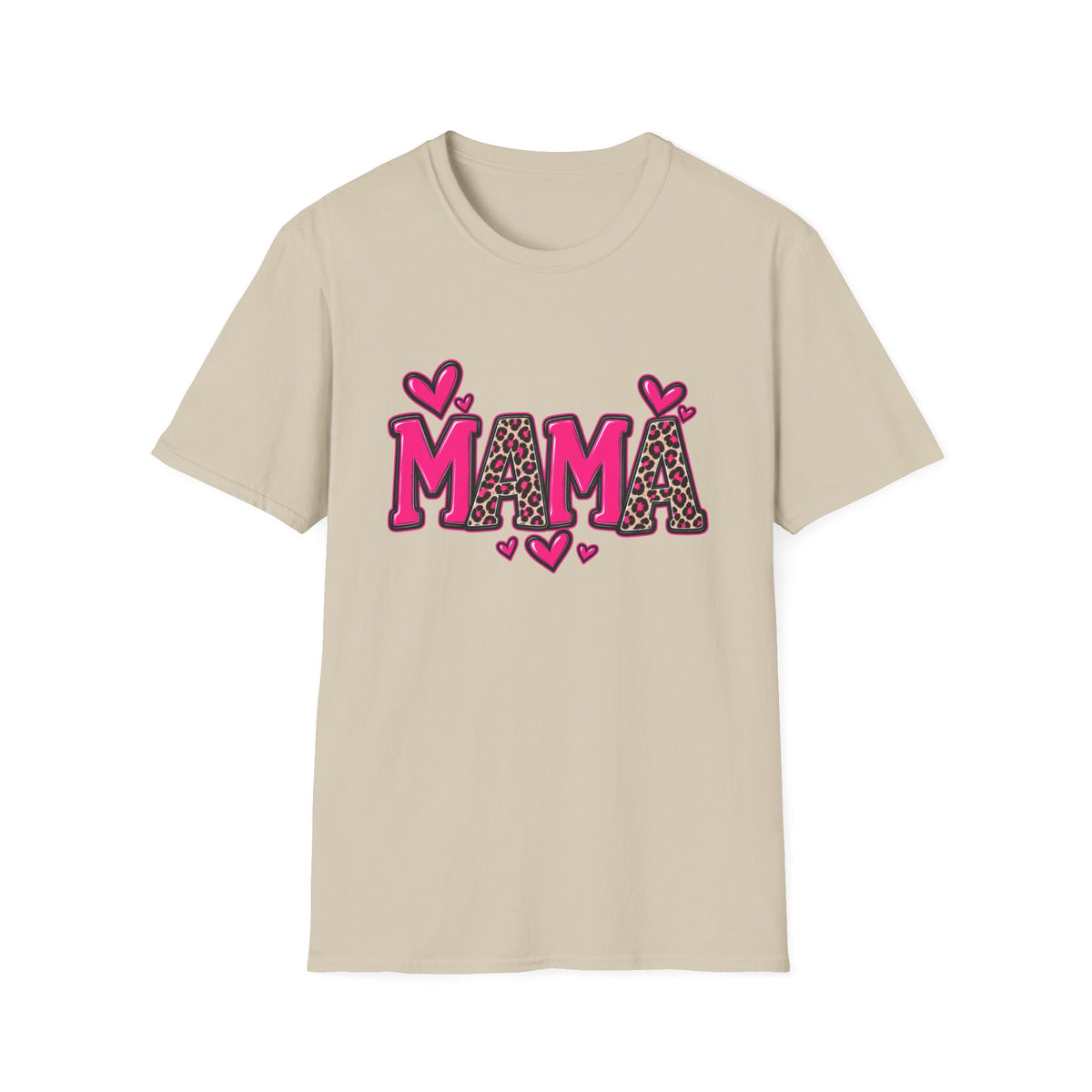 Mama Leopard Heart T‑Shirt — Cute Pink Mama Graphic Tee for Mothers’ Day