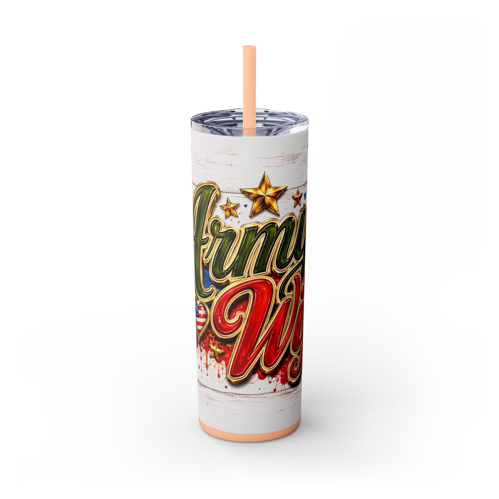 Army Wife Tumbler With Changeable Colored Straw