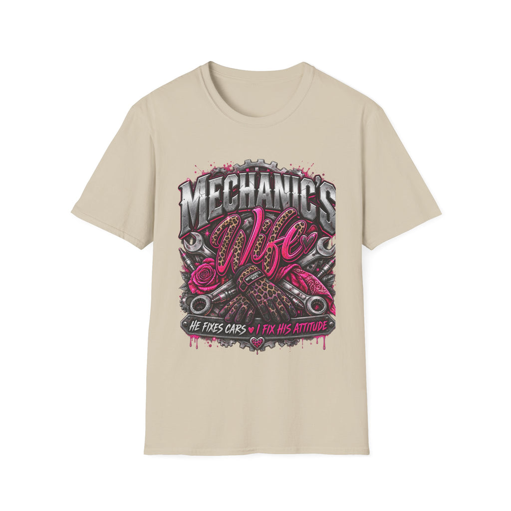 Mechanic's Wife T-Shirt — Feminine Auto Shop Tee for Gearhead Partners