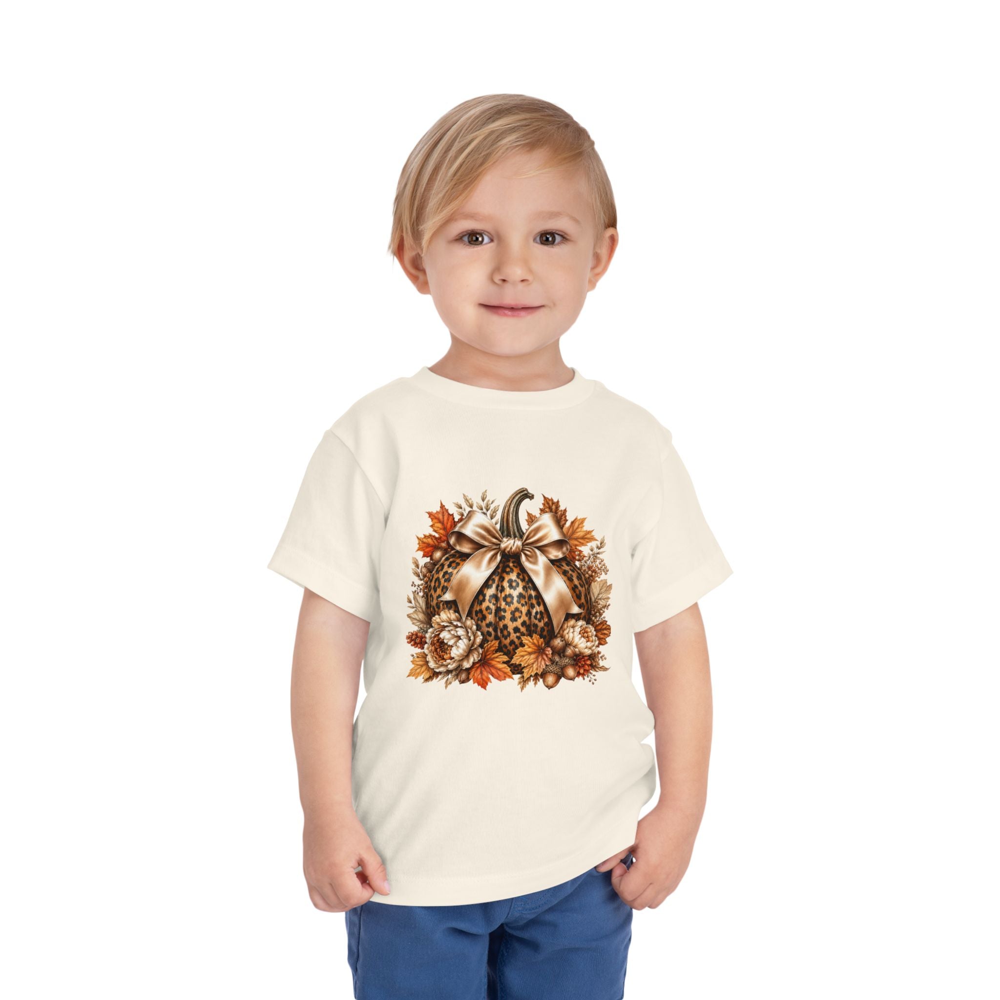 Toddler Tee — Leopard Pumpkin Fall Floral Design