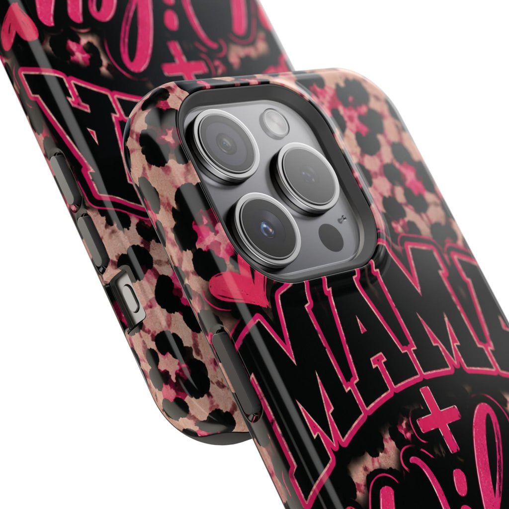 Phone Case — Pink Leopard "Mama Wifey" Magnetic Impact-Resistant Case