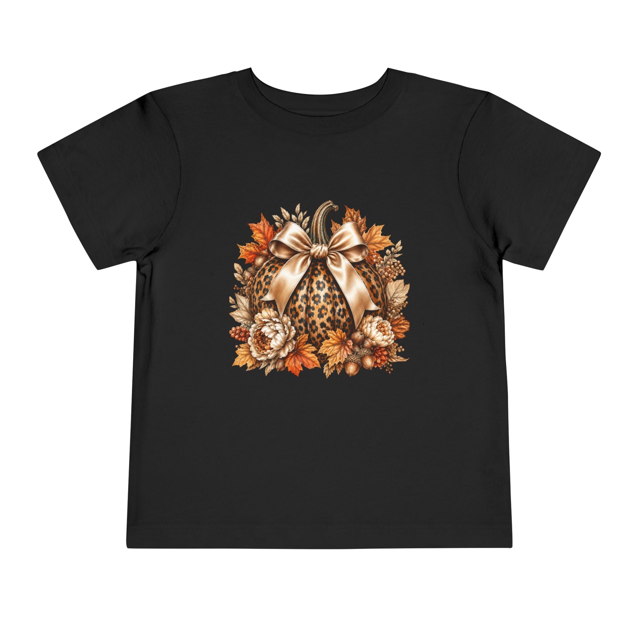 Toddler Tee — Leopard Pumpkin Fall Floral Design