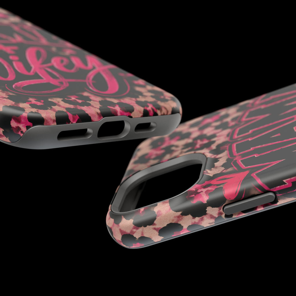 Phone Case — Pink Leopard "Mama Wifey" Magnetic Impact-Resistant Case