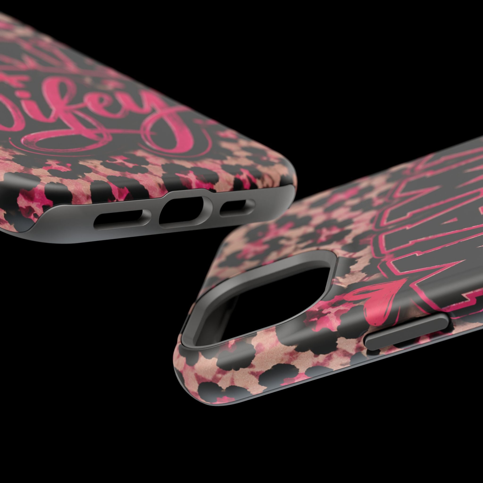 Phone Case — Pink Leopard "Mama Wifey" Magnetic Impact-Resistant Case