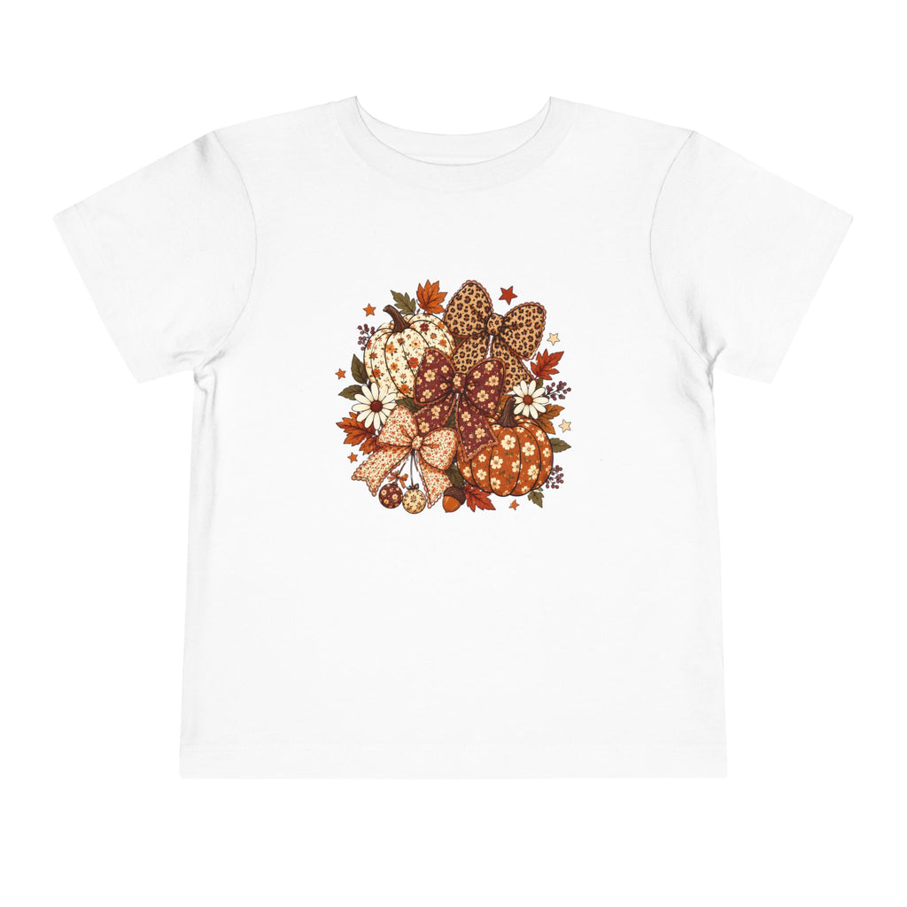 Toddler Tee — Autumn Leopard Floral Pumpkins Fall Bouquet