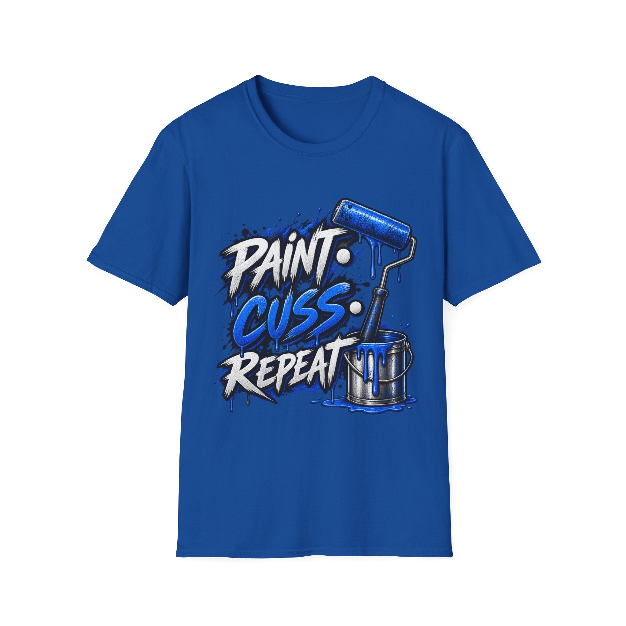 Paint, Cuss, Repeat T-Shirt — Graphic Painter Roller Design