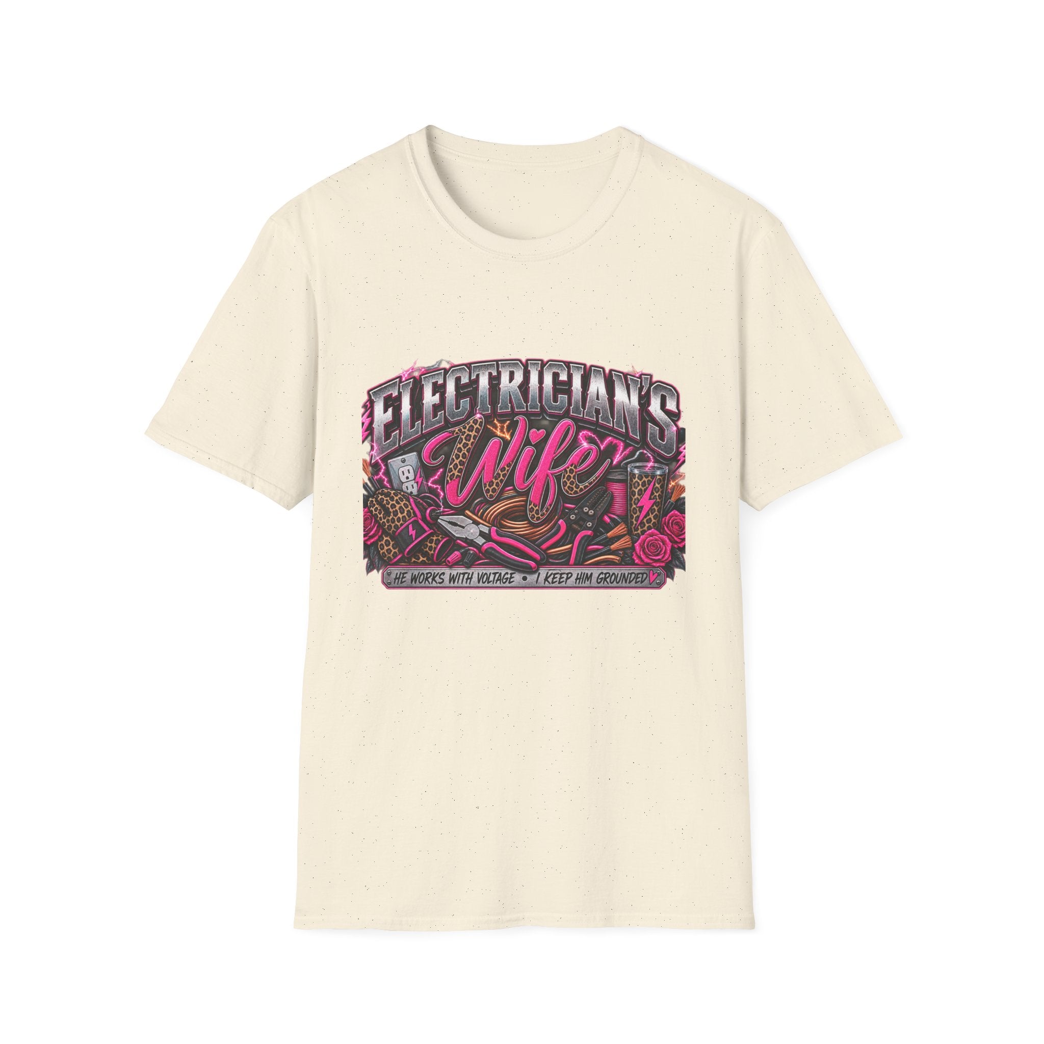 Electrician's Wife T-Shirt — Bold Pink Tradeswife Graphic Tee