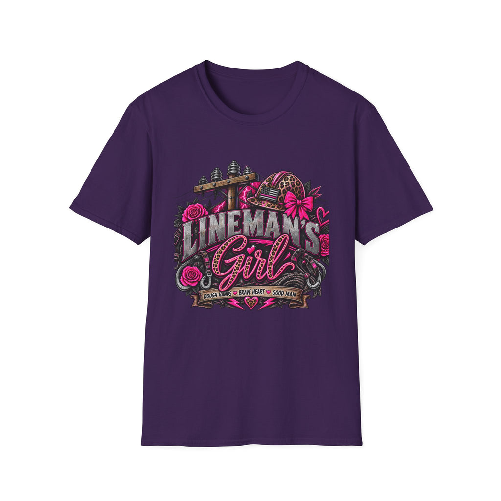 Lineman's Girl T-Shirt — Pink Floral Lineman Crew Tee