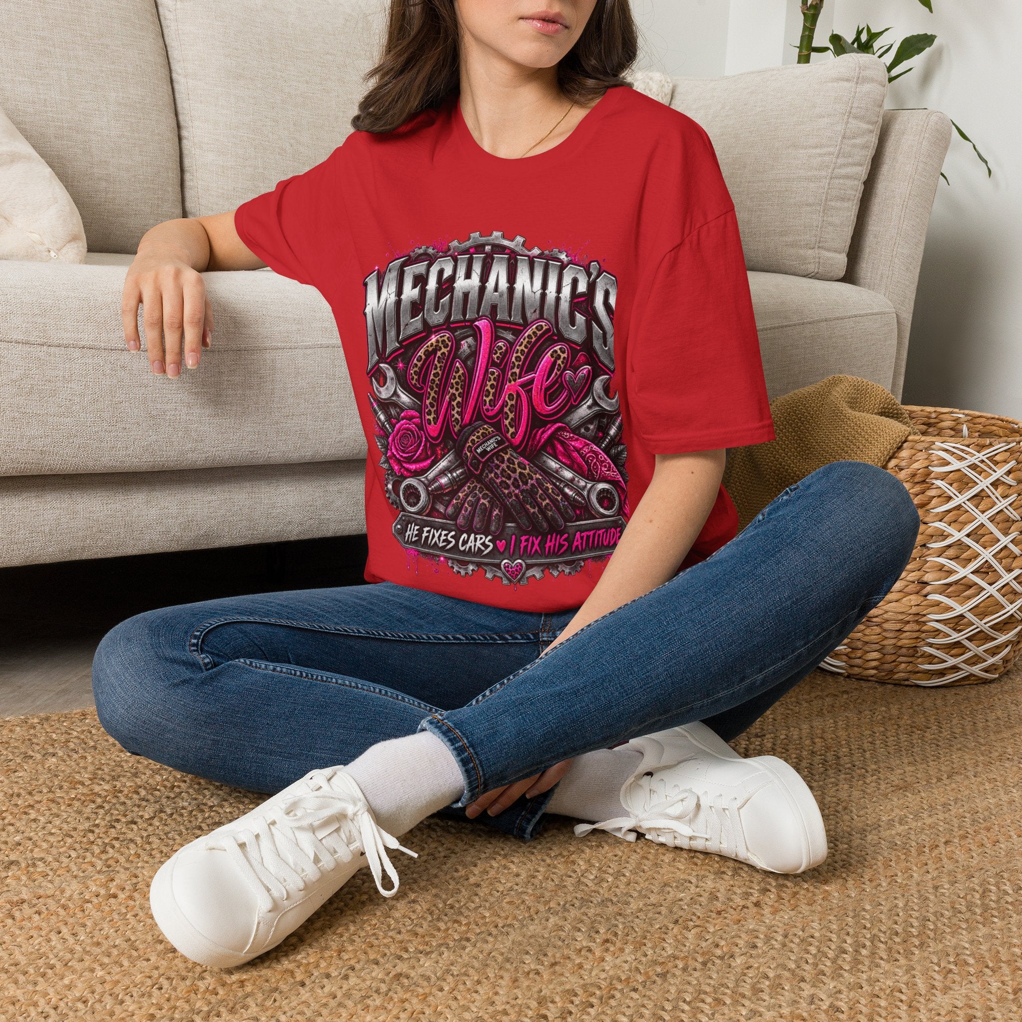 Mechanic's Wife T-Shirt — Feminine Auto Shop Tee for Gearhead Partners