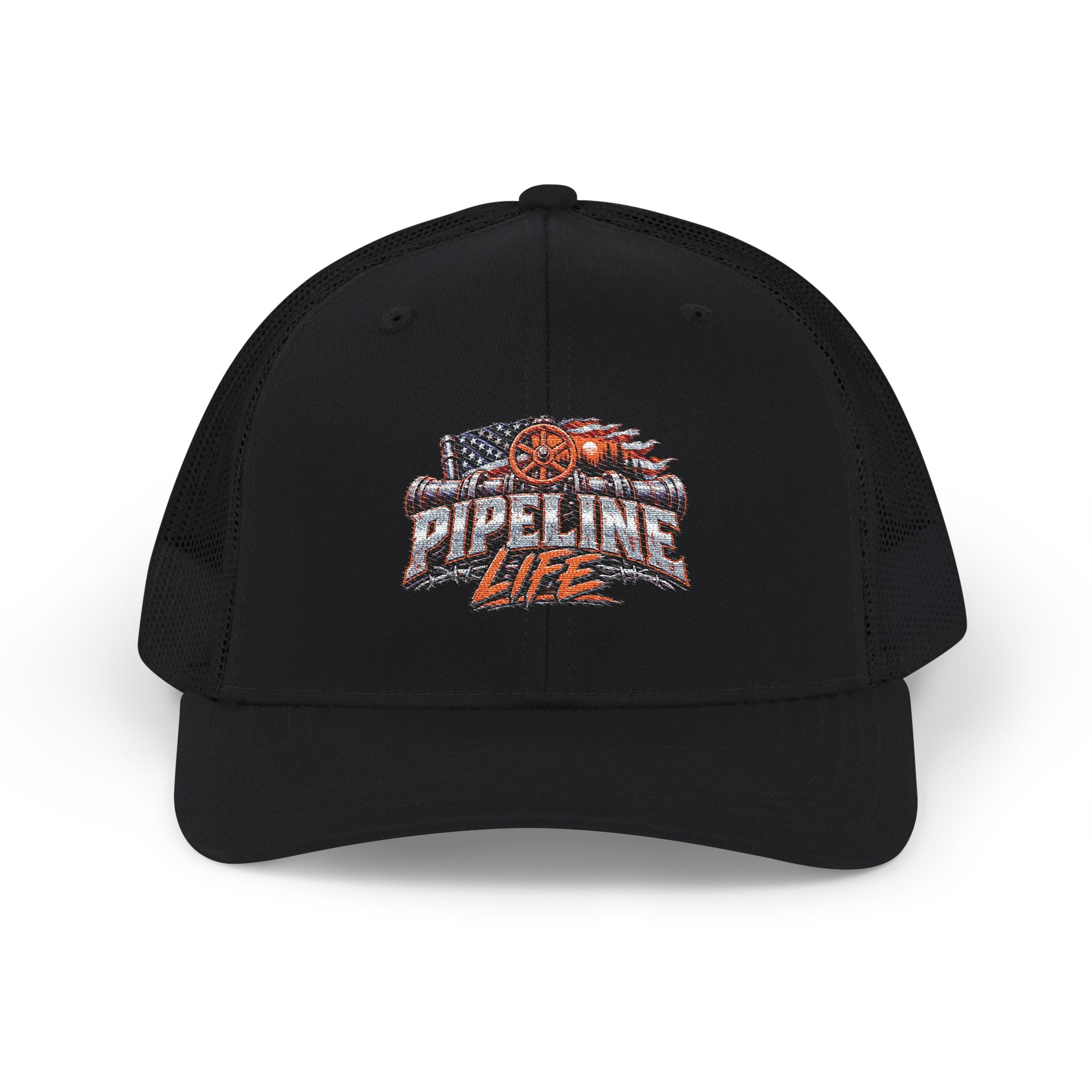 Lifeline Firefighter Trucker Hat — USA Flag Badge Snapback