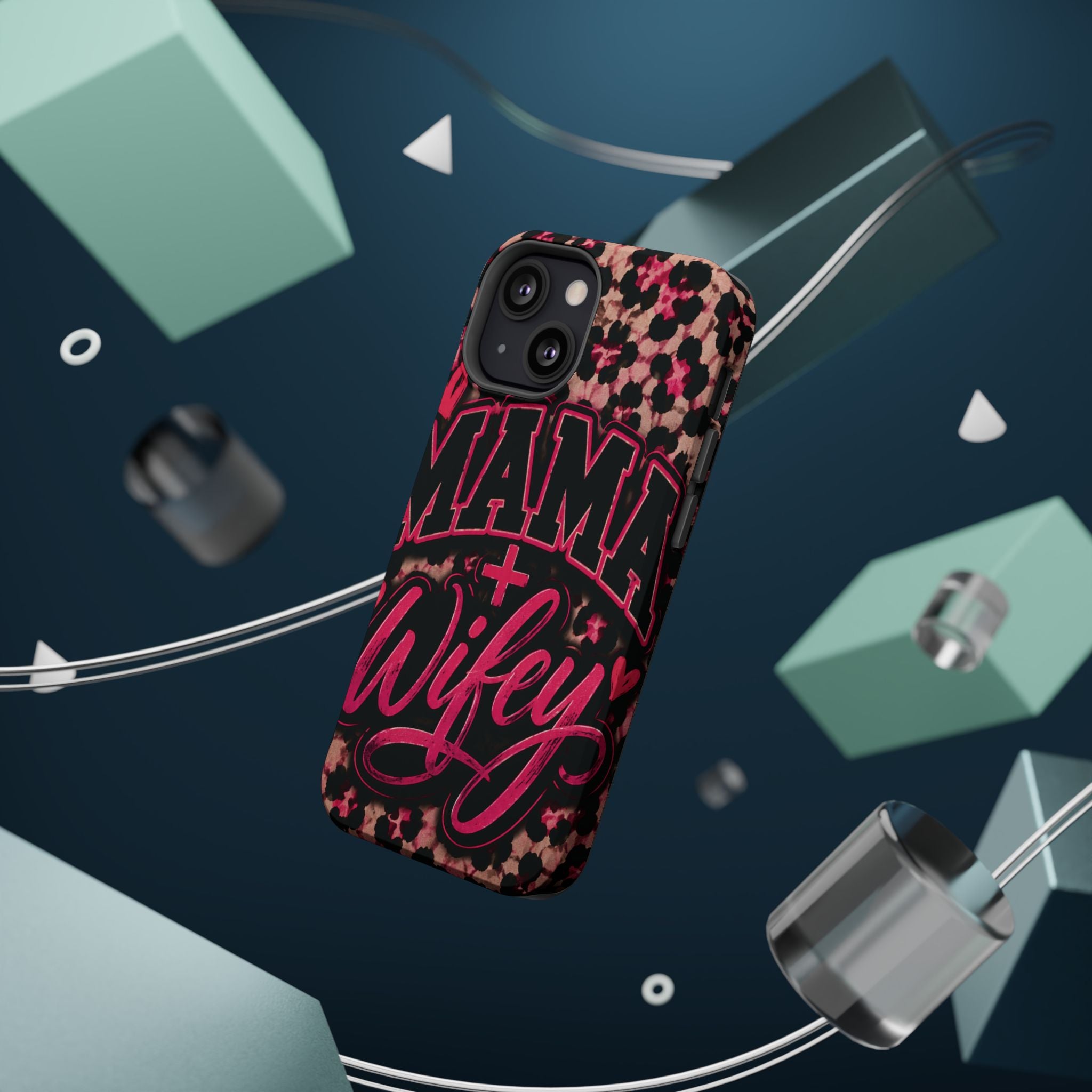 Phone Case — Pink Leopard "Mama Wifey" Magnetic Impact-Resistant Case