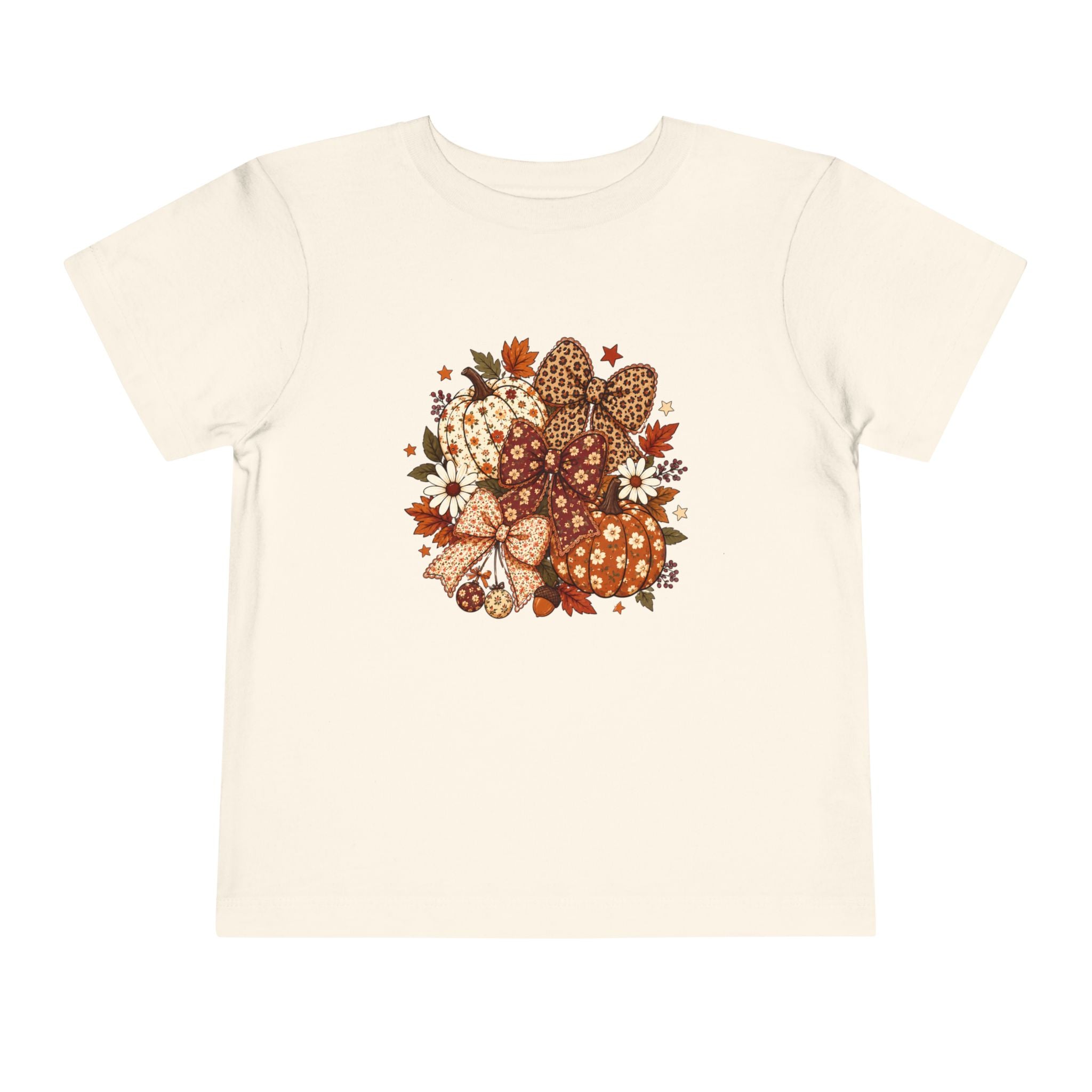 Toddler Tee — Autumn Leopard Floral Pumpkins Fall Bouquet