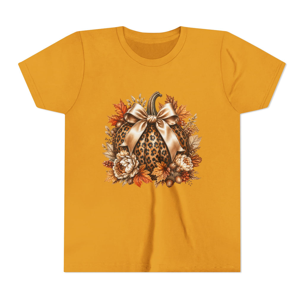 Youth Tee — Leopard Pumpkin Fall Graphic Shirt