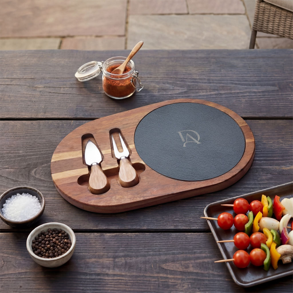 Engraved Charcuterie Board with Slate Insert