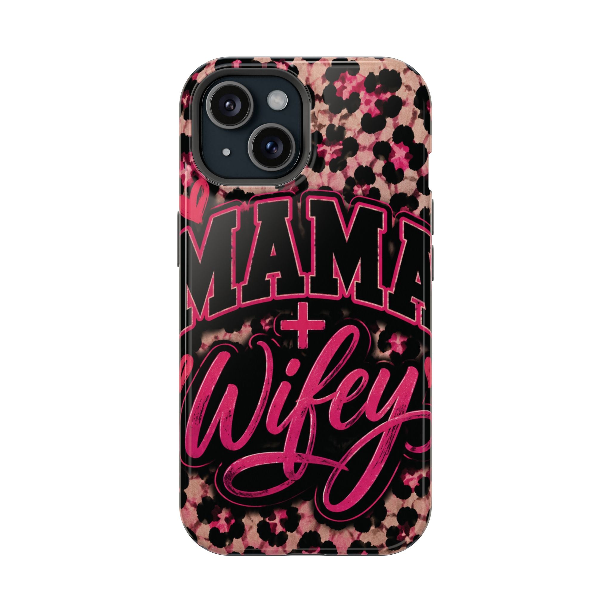 Phone Case — Pink Leopard "Mama Wifey" Magnetic Impact-Resistant Case