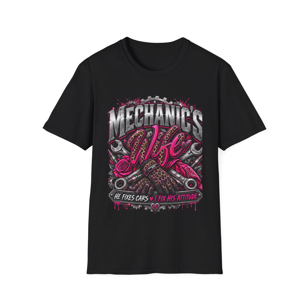 Mechanic's Wife T-Shirt — Feminine Auto Shop Tee for Gearhead Partners