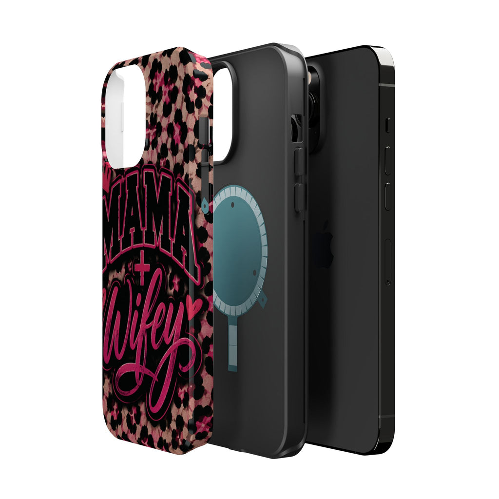 Phone Case — Pink Leopard "Mama Wifey" Magnetic Impact-Resistant Case