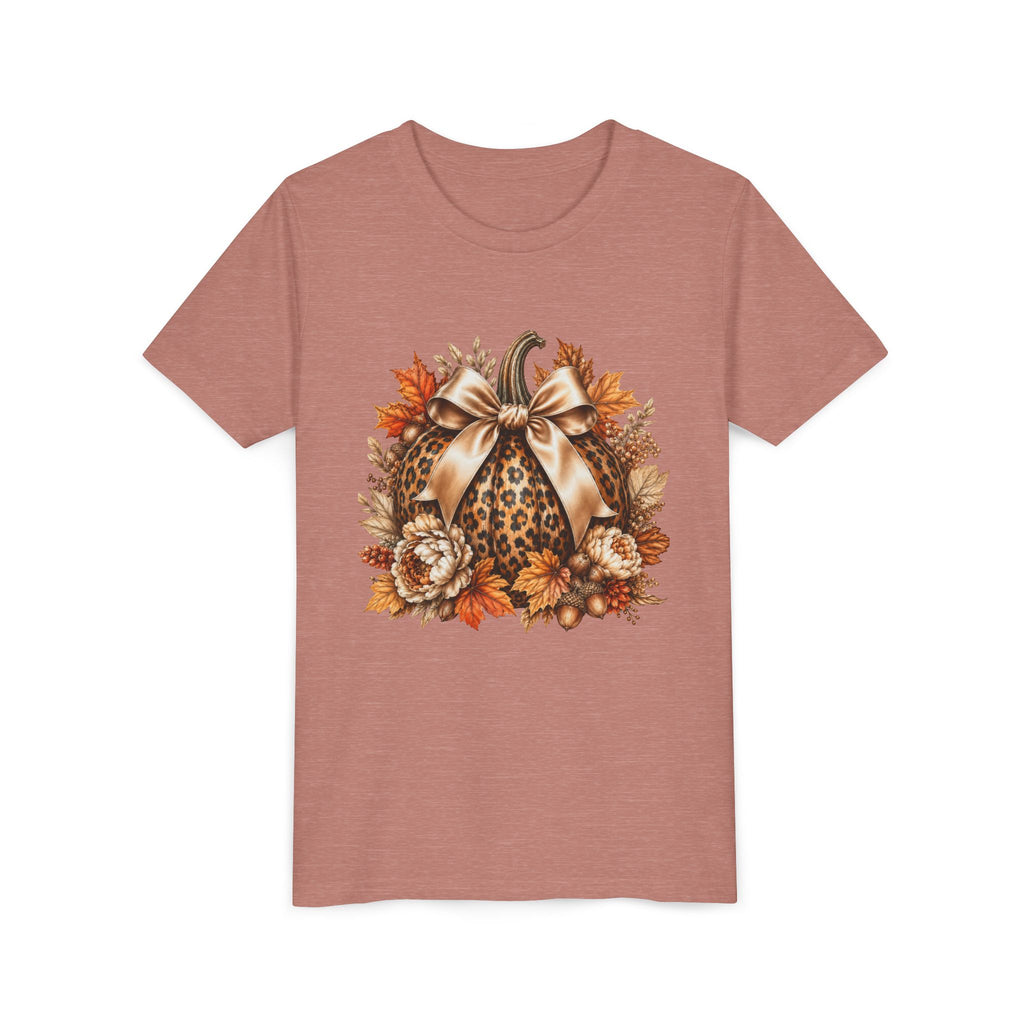 Youth Tee — Leopard Pumpkin Fall Graphic Shirt