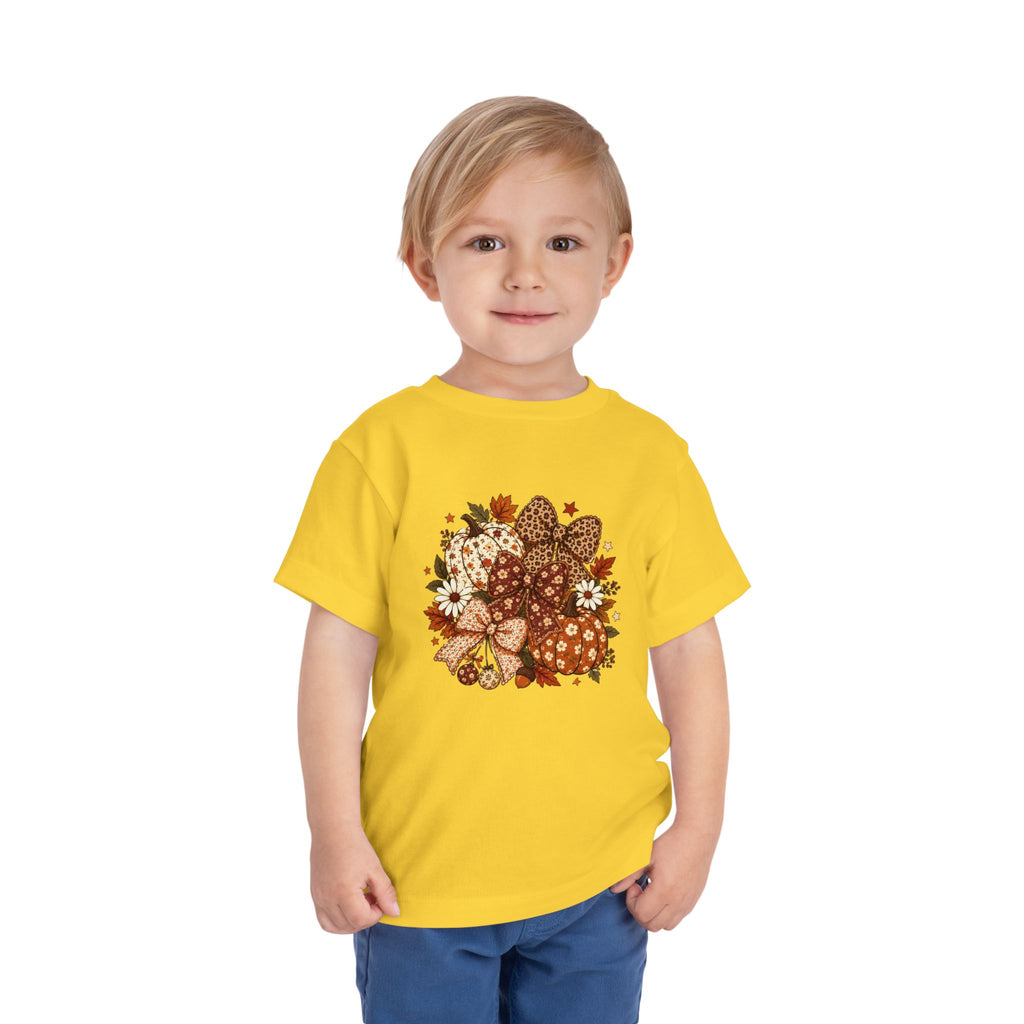 Toddler Tee — Autumn Leopard Floral Pumpkins Fall Bouquet
