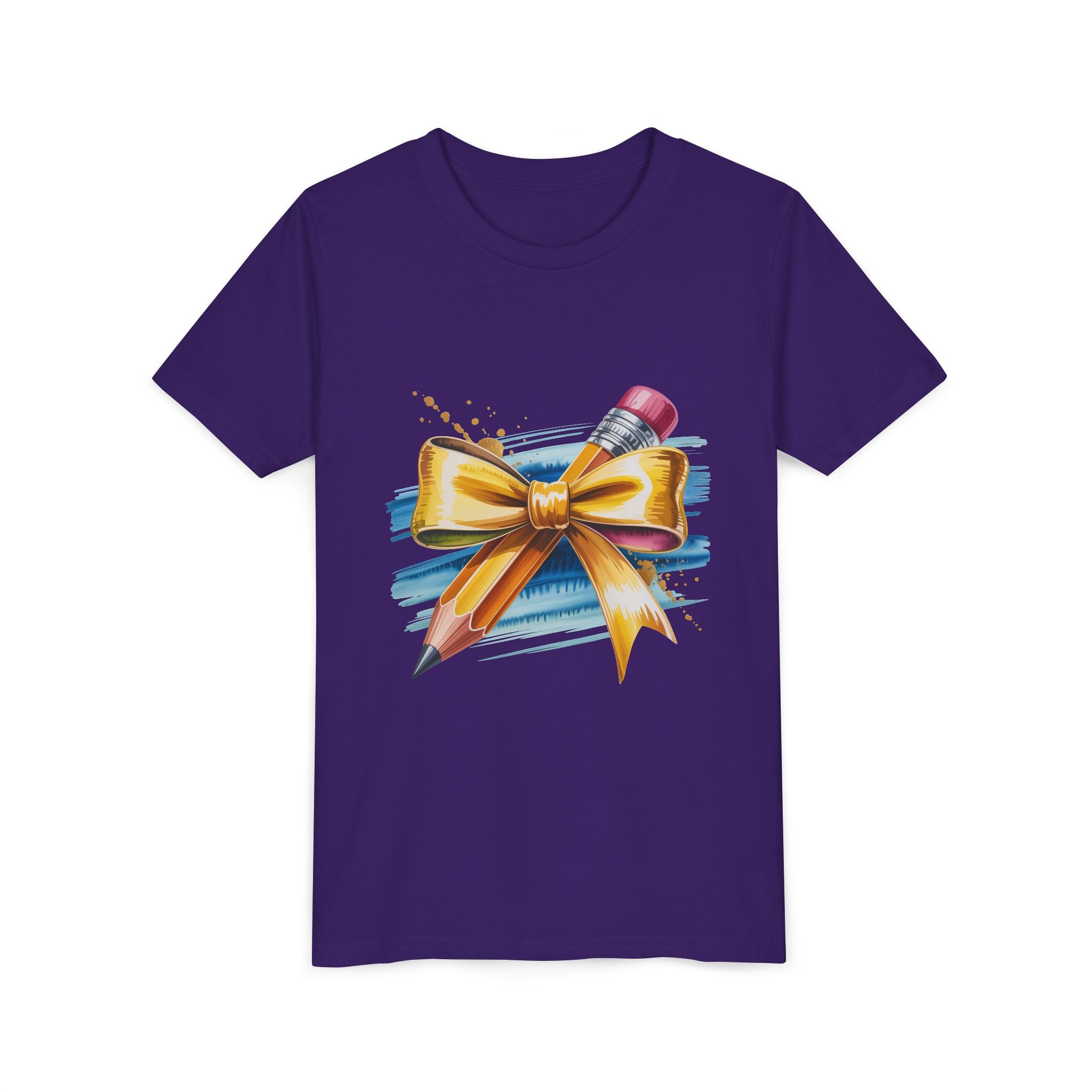 Youth Tee — Pencil with Gold Bow Back-to-School