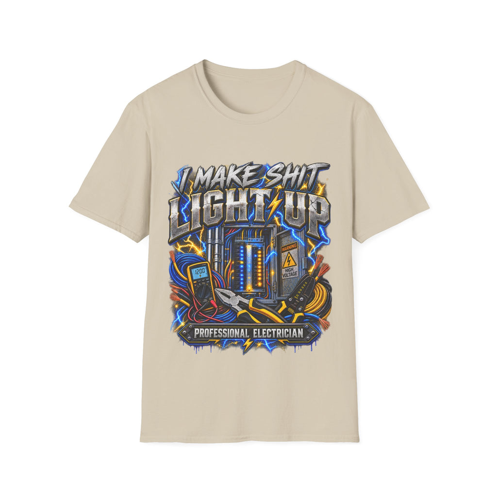 Electrician T-Shirt — "I Make Shit Light Up" Graphic Tee