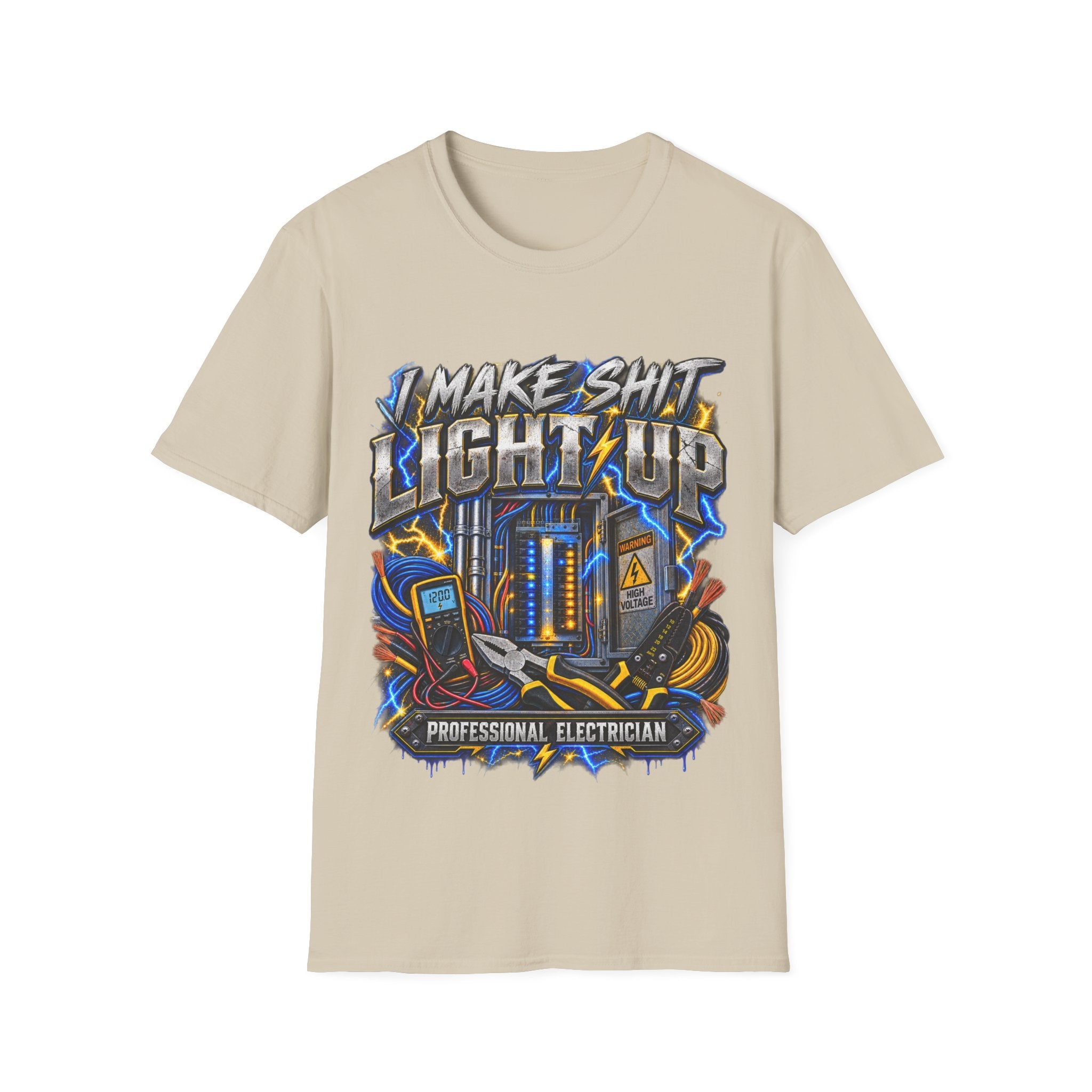 Electrician T-Shirt — "I Make Shit Light Up" Graphic Tee