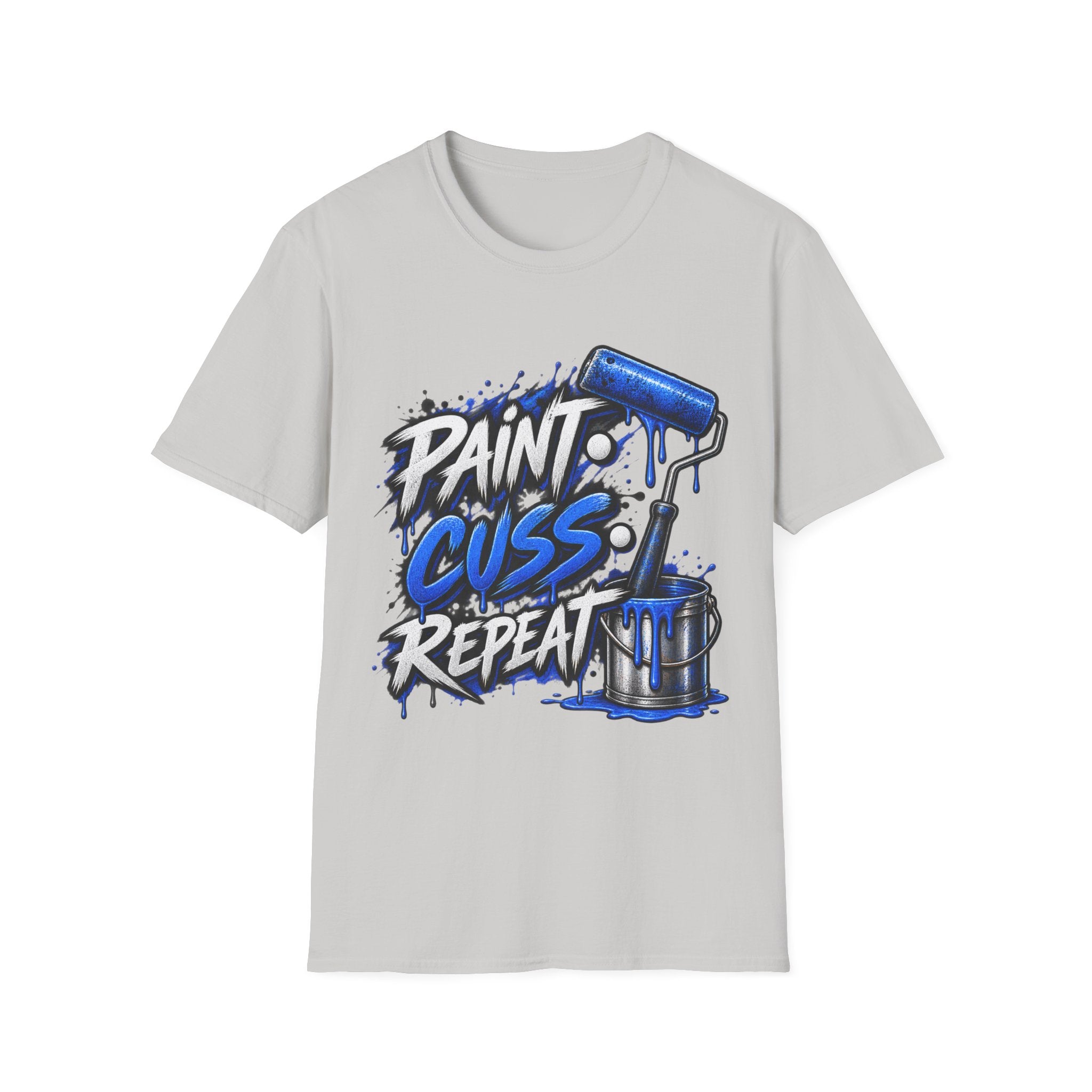 Paint, Cuss, Repeat T-Shirt — Graphic Painter Roller Design
